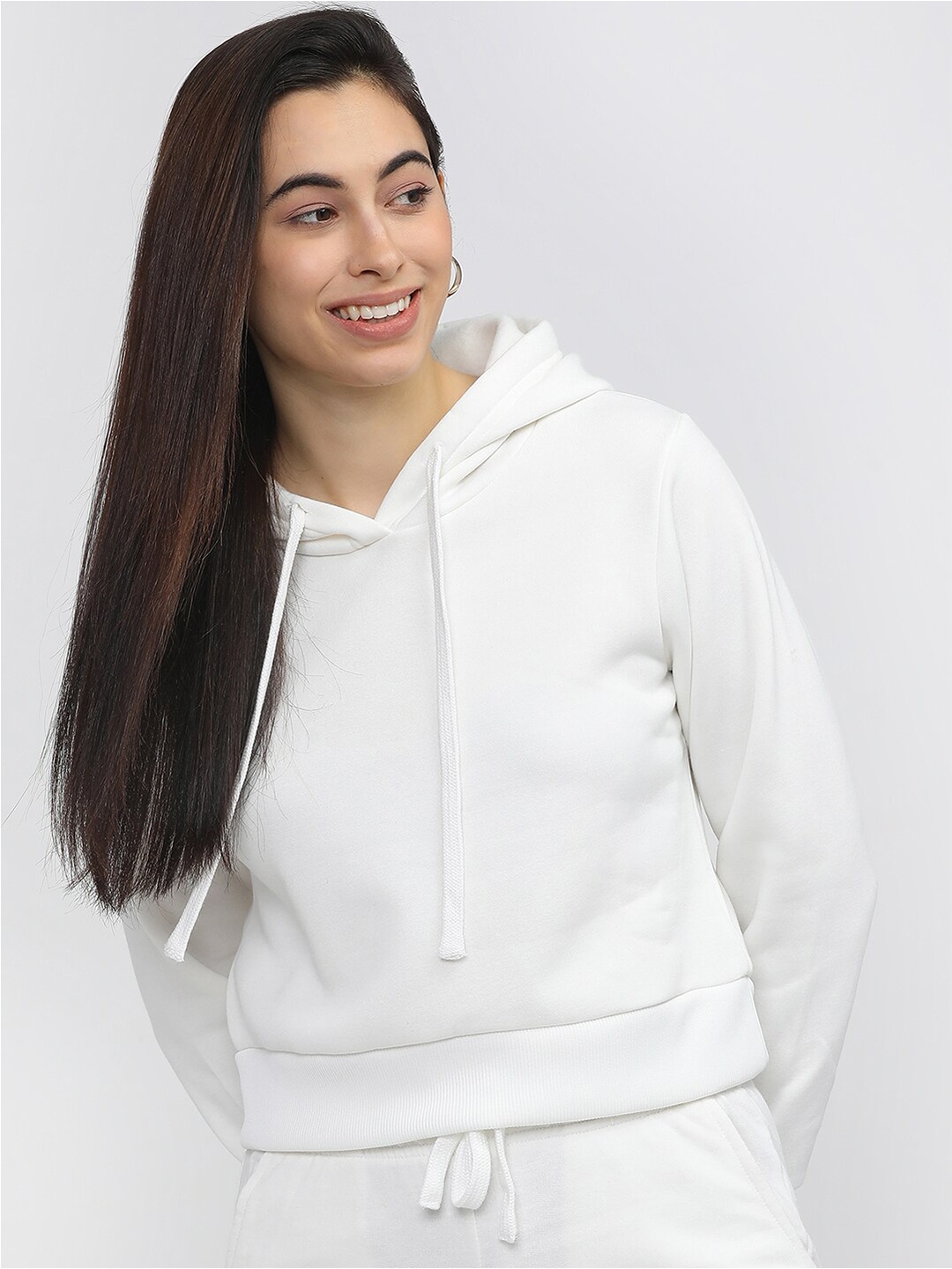 

Tokyo Talkies Women White Hooded Sweatshirt