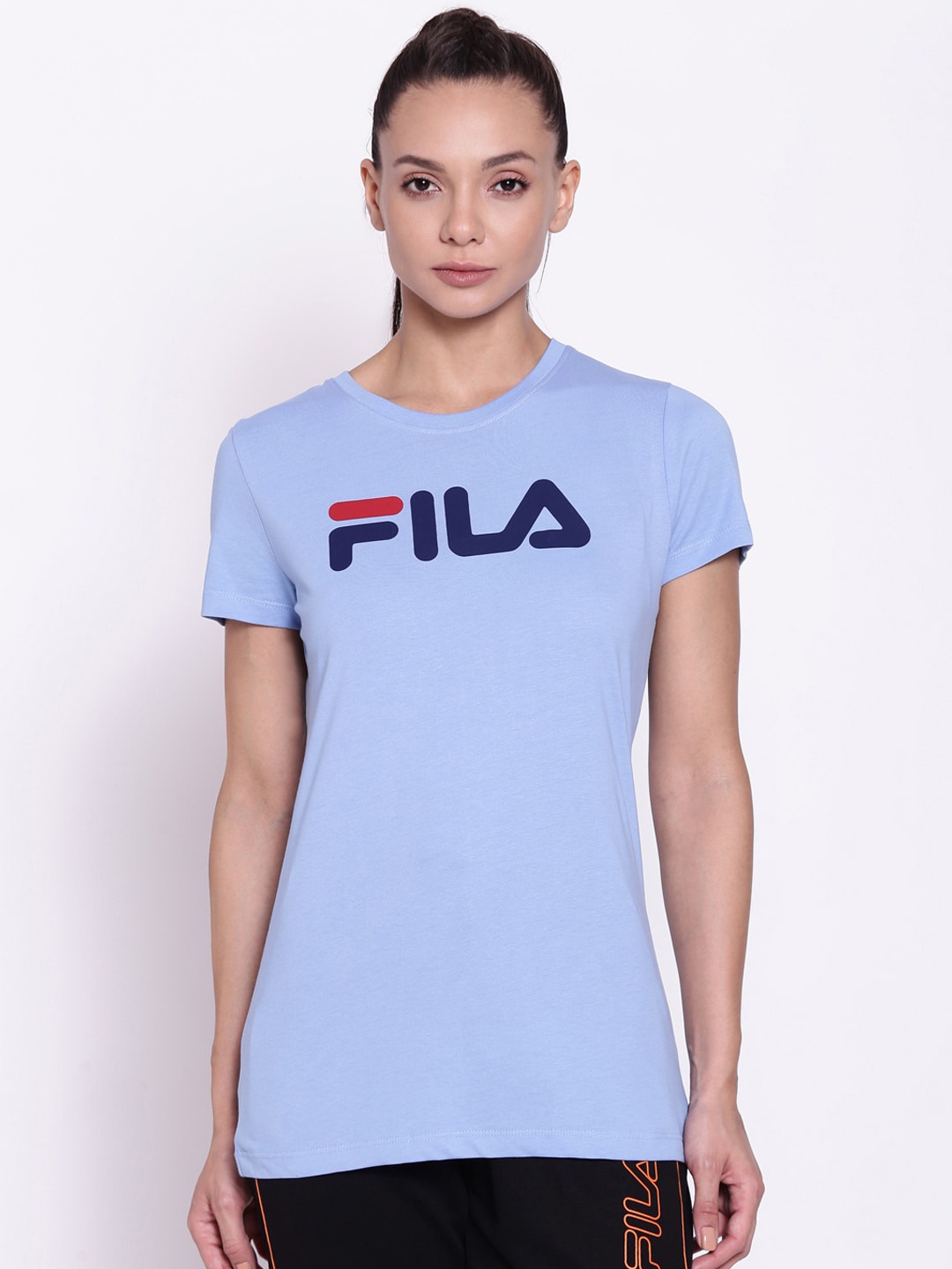 

FILA Women Blue Typography Applique T-shirt