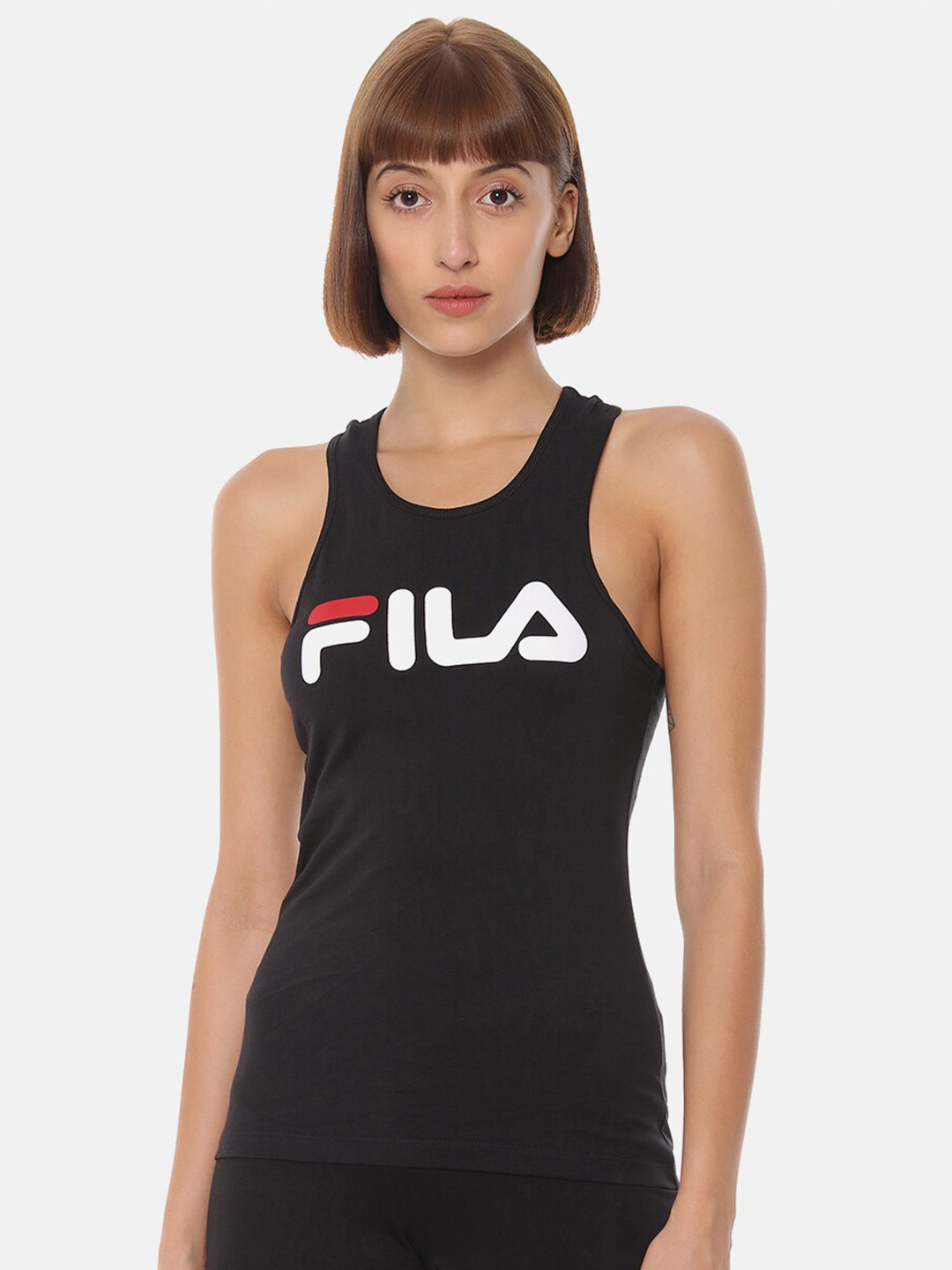 

FILA Women Black Typography Printed Applique DAISY Tank Top