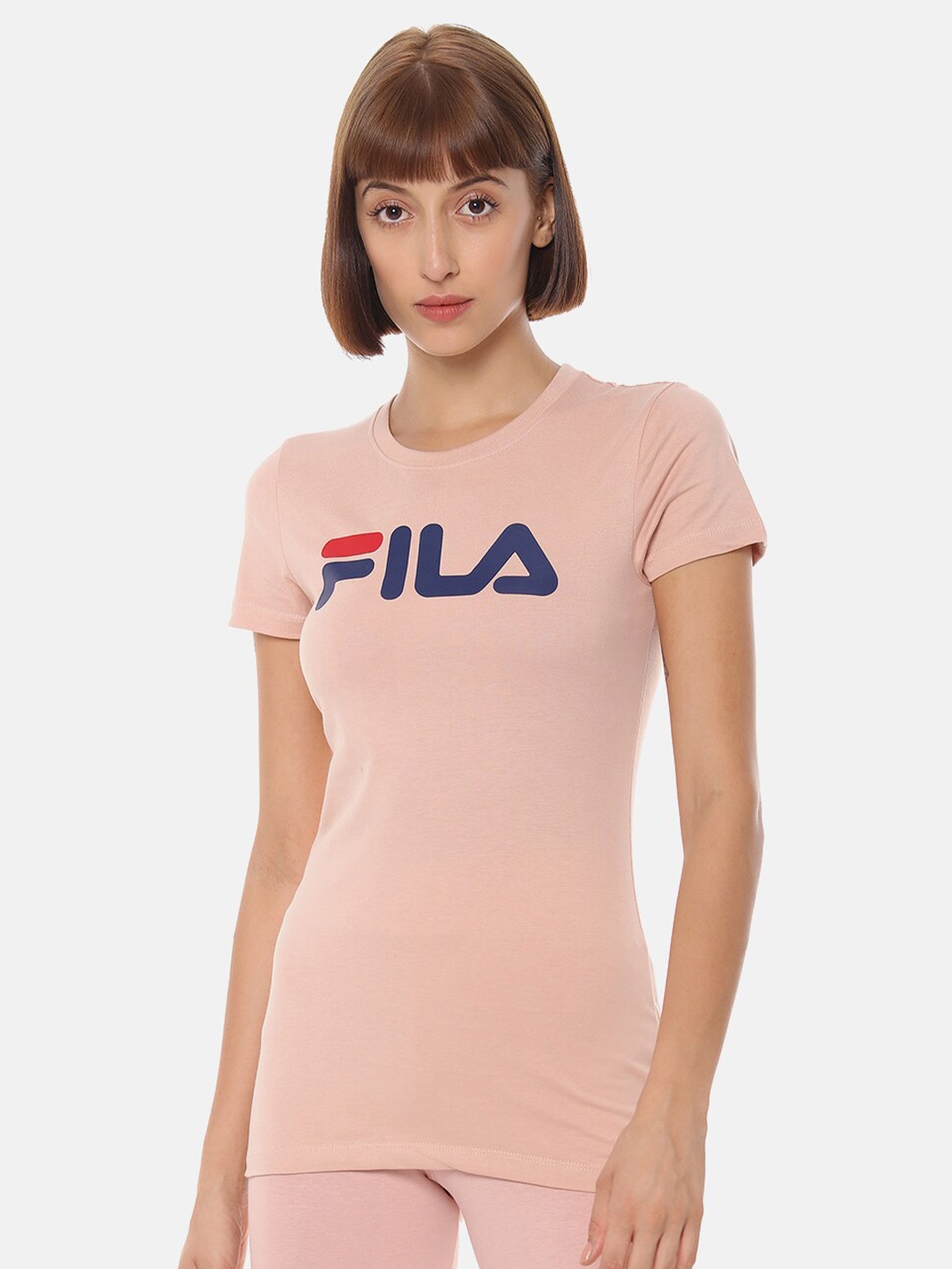 

FILA Brand Logo Print ROSEMARY Cotton T-shirt, Pink