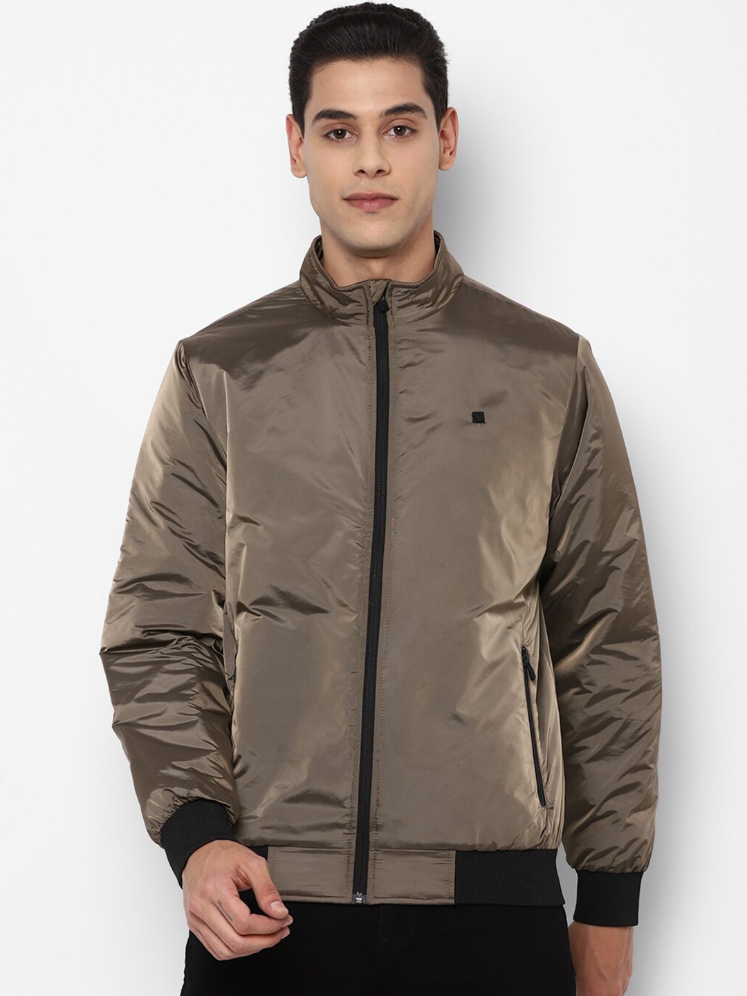 

Allen Solly Men Grey Colourblocked Bomber Jacket