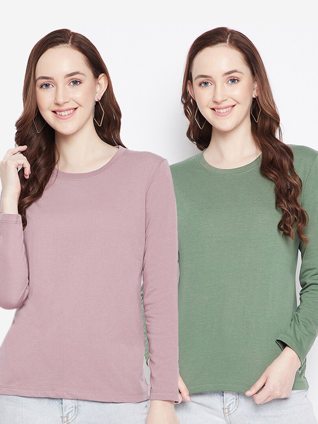 

Women Pack Of 2 Cotton T-shirts, Multi