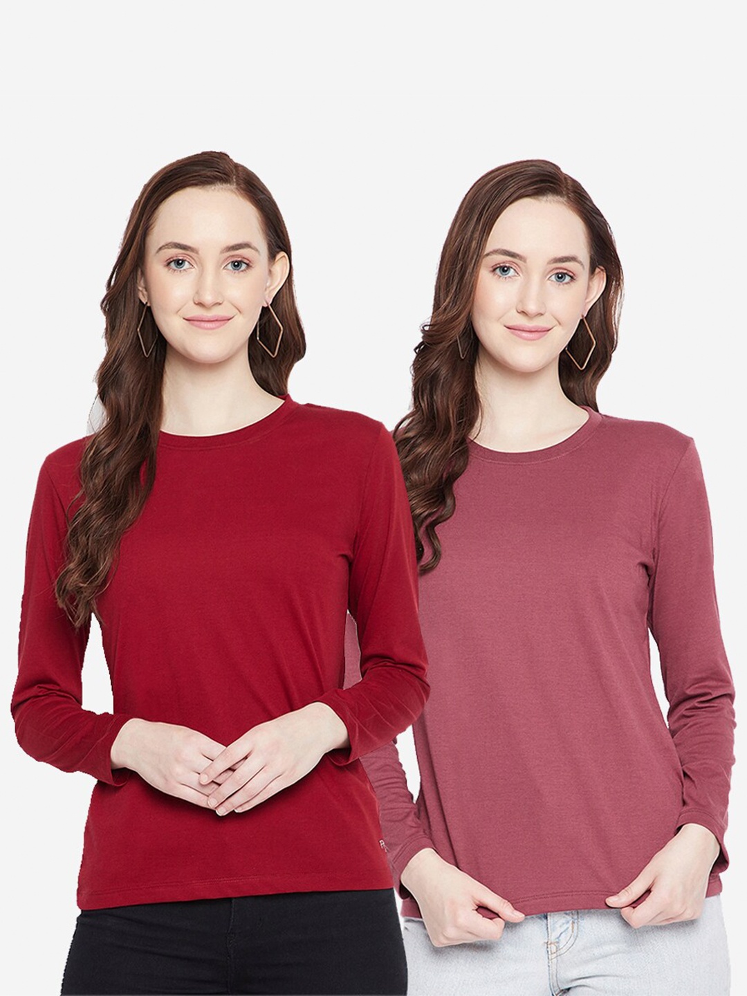 

Women Pack Of 2 Cotton T-shirts, Multi