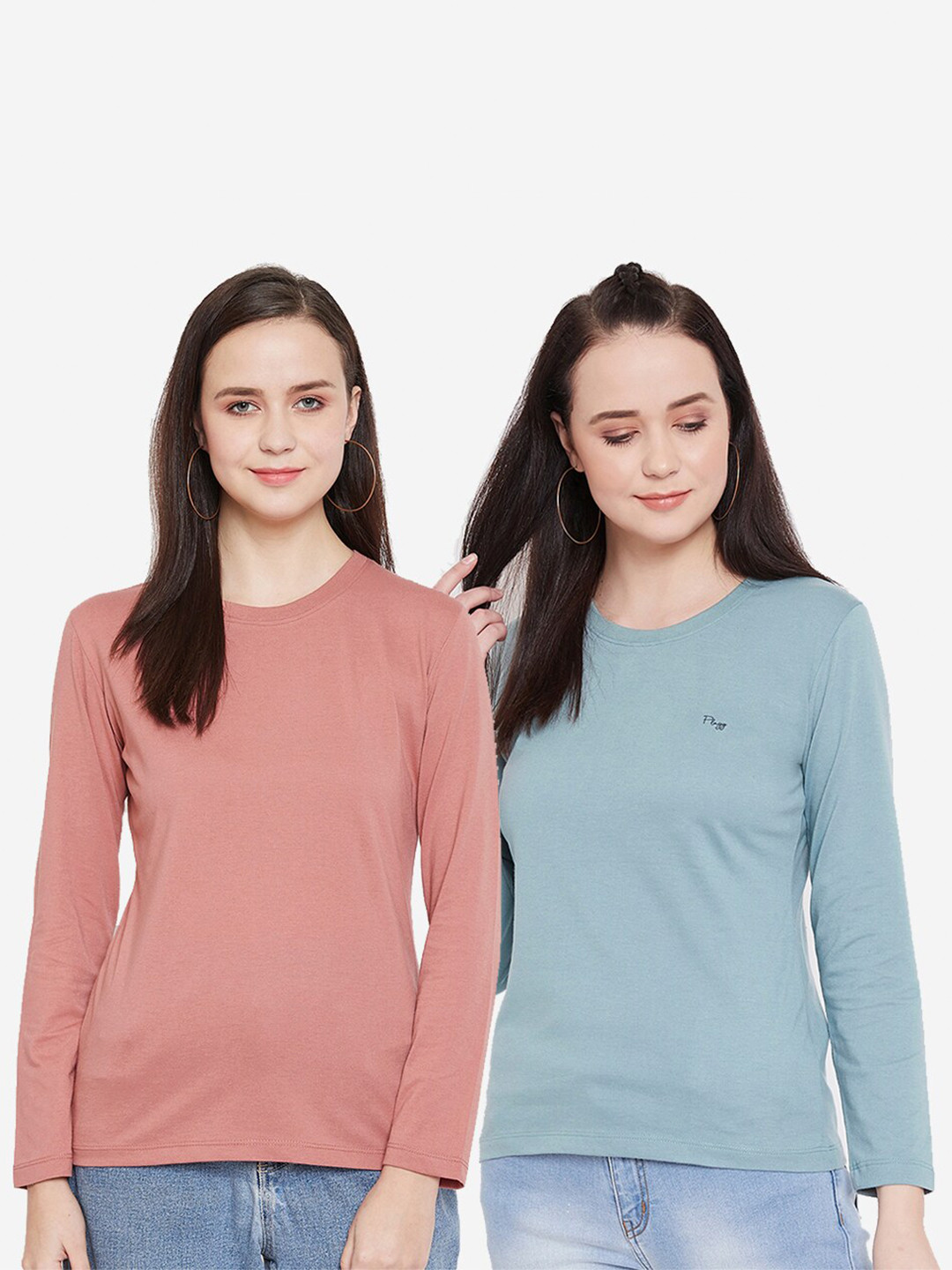 

Women Pack Of 2 Cotton T-shirts, Multi