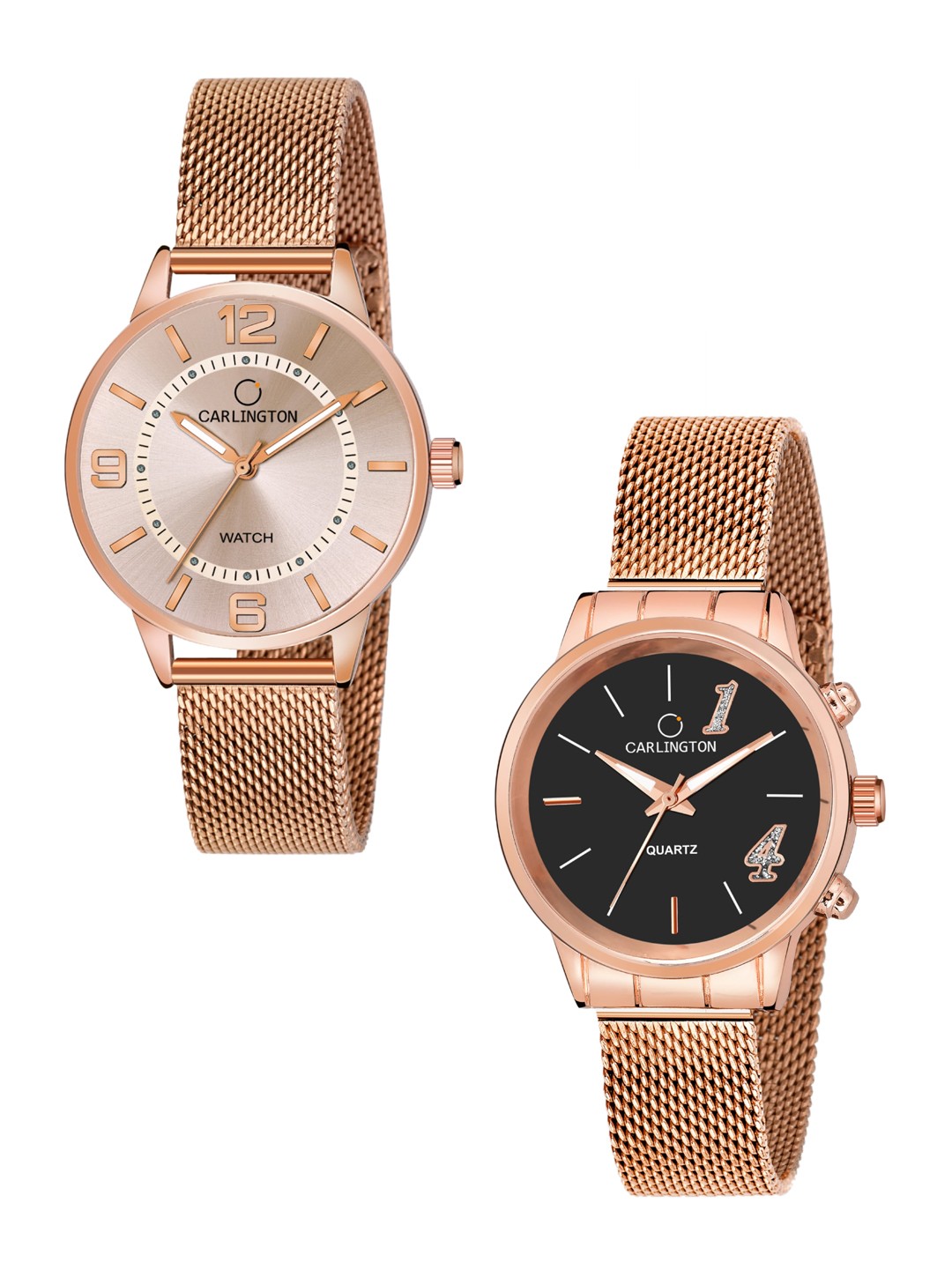 

CARLINGTON Women Set Of 2 Straps Analogue Watch CT2002 RoseGold, Rose gold