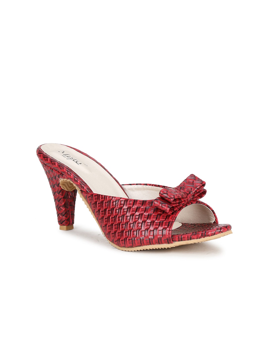 

Misto Red Printed PU Block Peep Toes