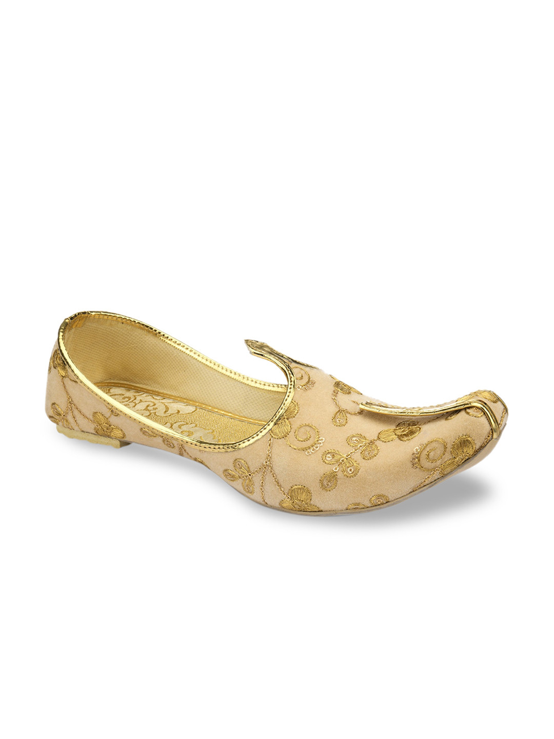

DESI COLOUR Men Gold-Toned Printed Mojaris