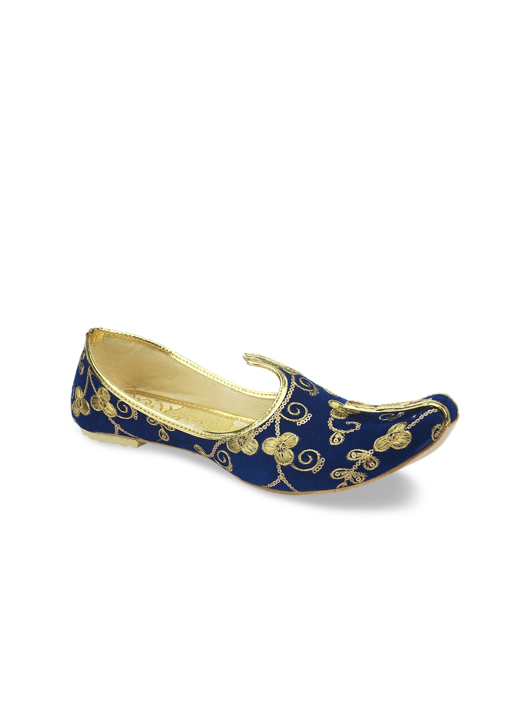 

DESI COLOUR Men Blue Printed Mojaris