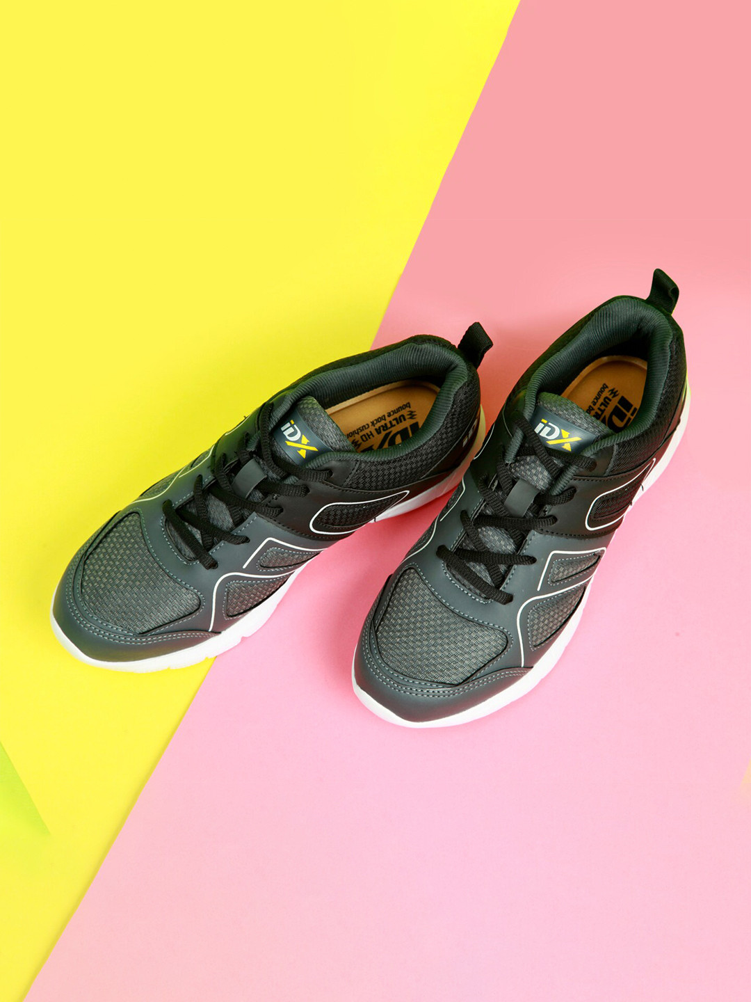 

ID Men Grey Leather Running Non-Marking Shoes