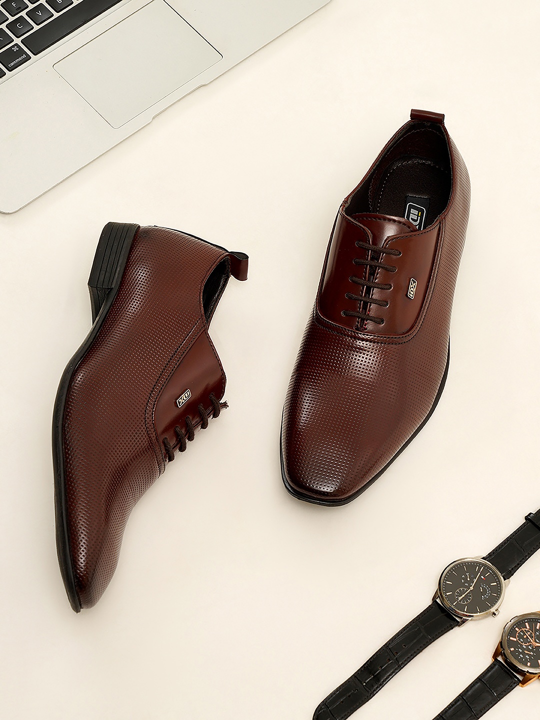 

ID Men's Wine Leather Formal Oxford, Burgundy