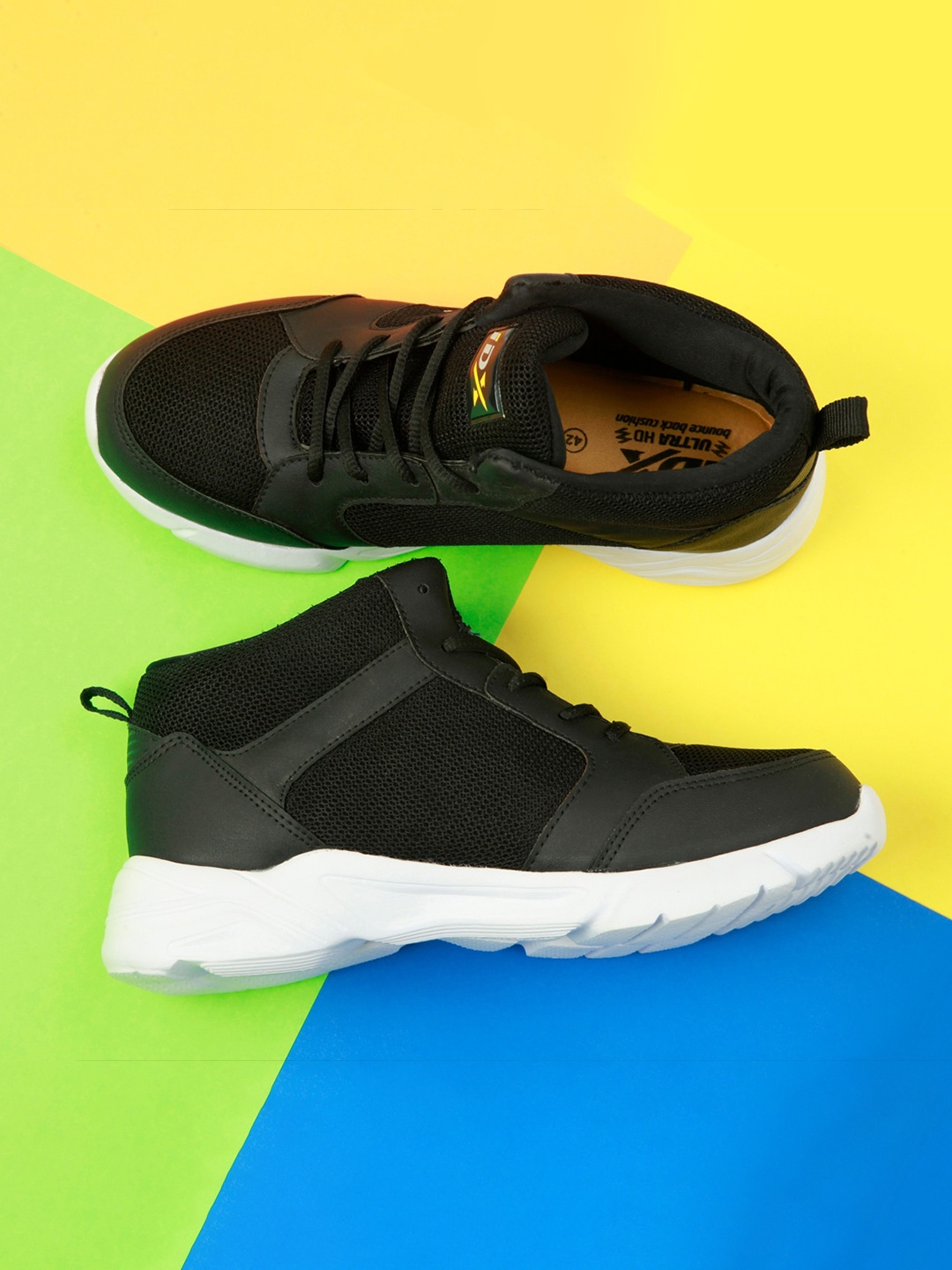

ID Men Black Leather Running Non-Marking Shoes