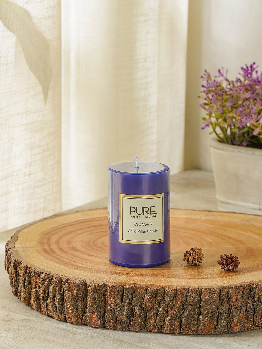 

Pure Home and Living Set of 2 Blue Small Cool Vetiver Pillar Candles