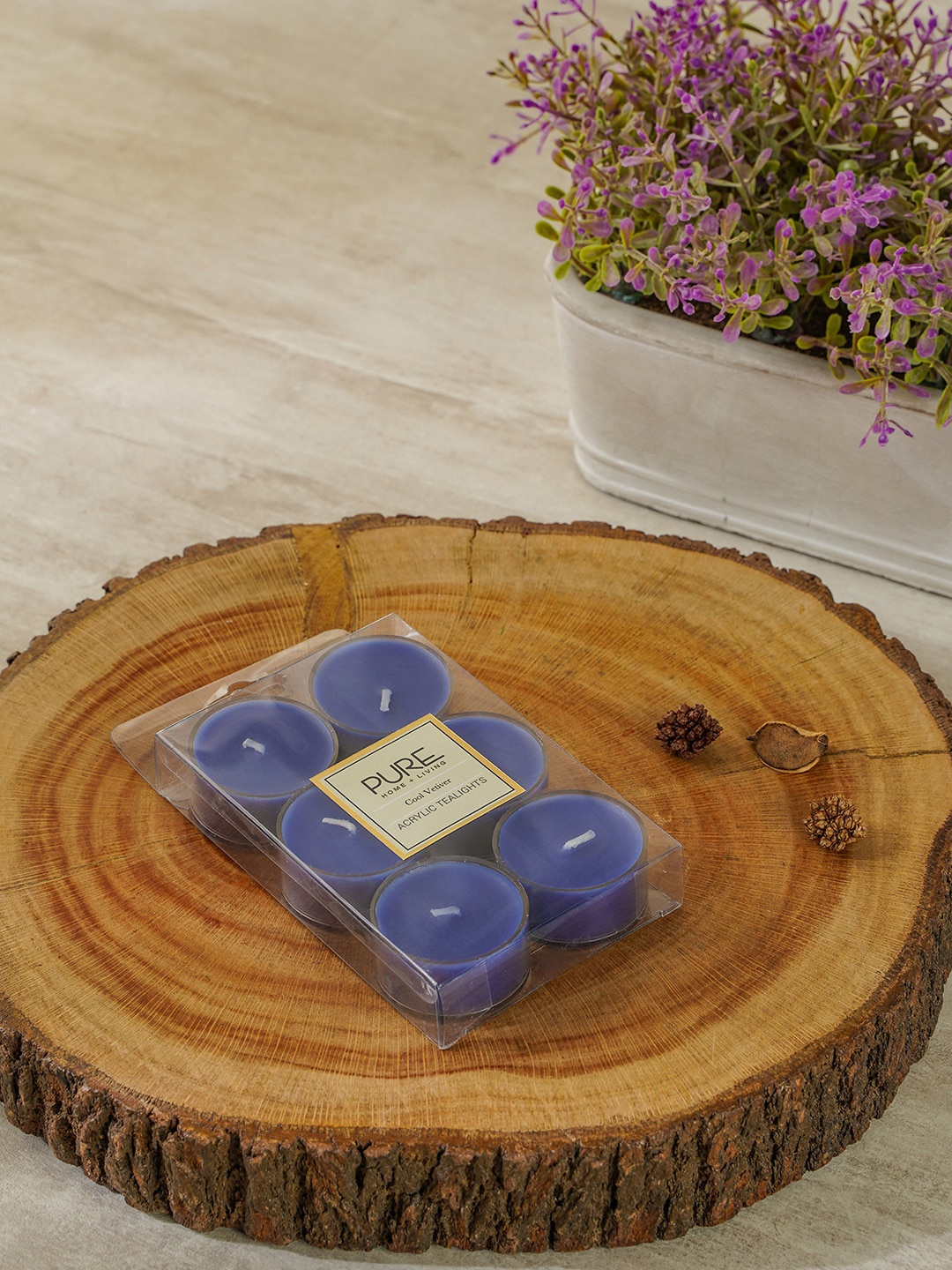 

Pure Home and Living Set of 4 Blue Vetiver Tealight Candles