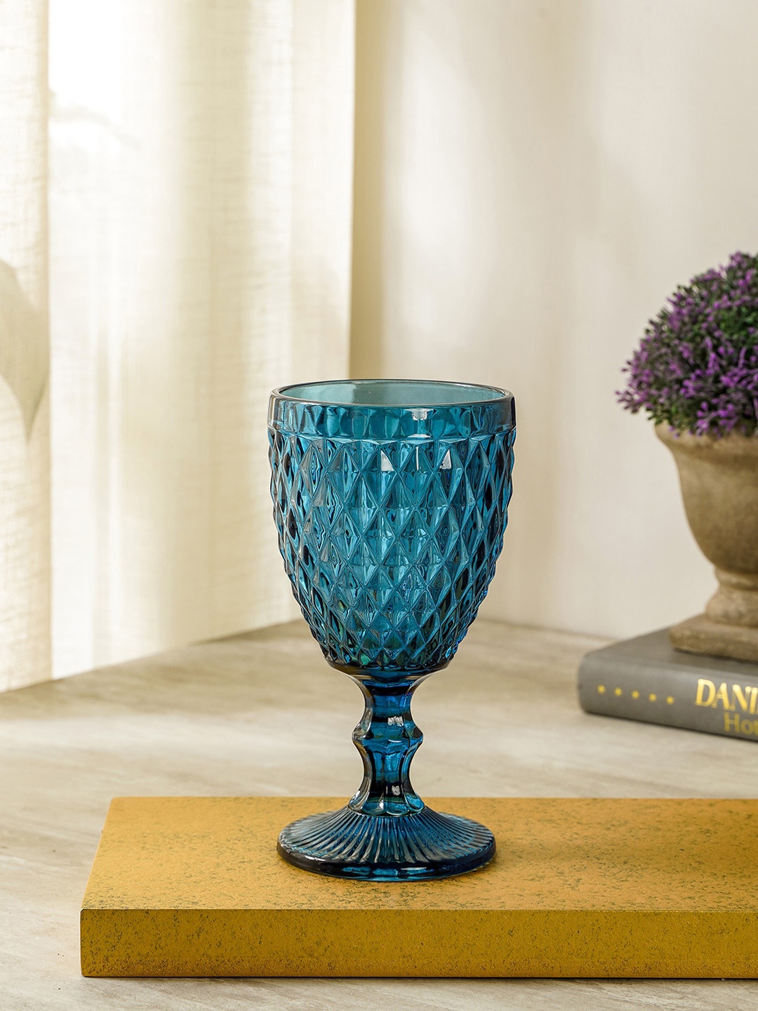 

Pure Home and Living Set Of 6 Blue Textured Wine Glasses