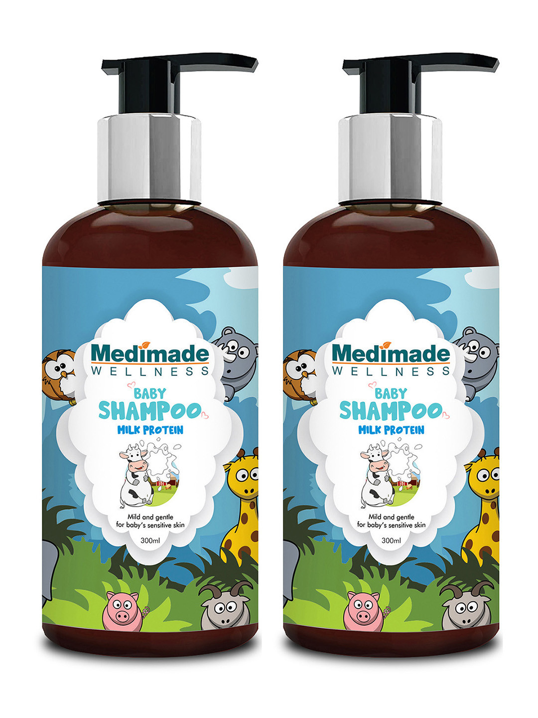

Medimade Pack of 2 Milk Protien Baby Shampoo 600ml, Off white