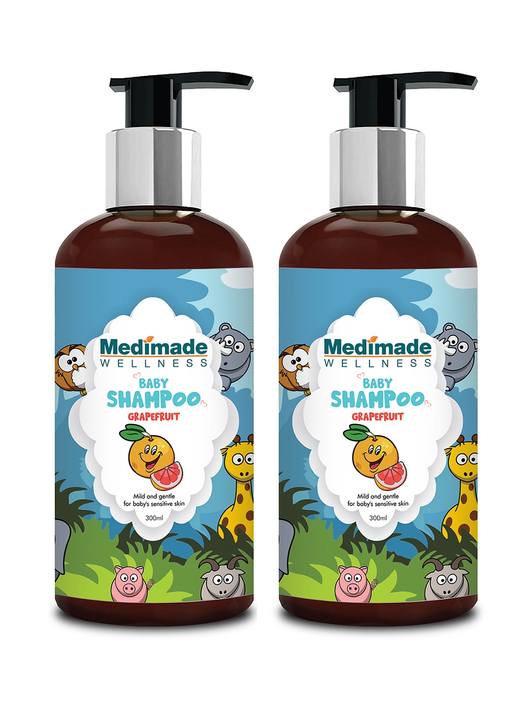 

Medimade Baby Shampoo Grapefruit Combo 600 ml, Pink