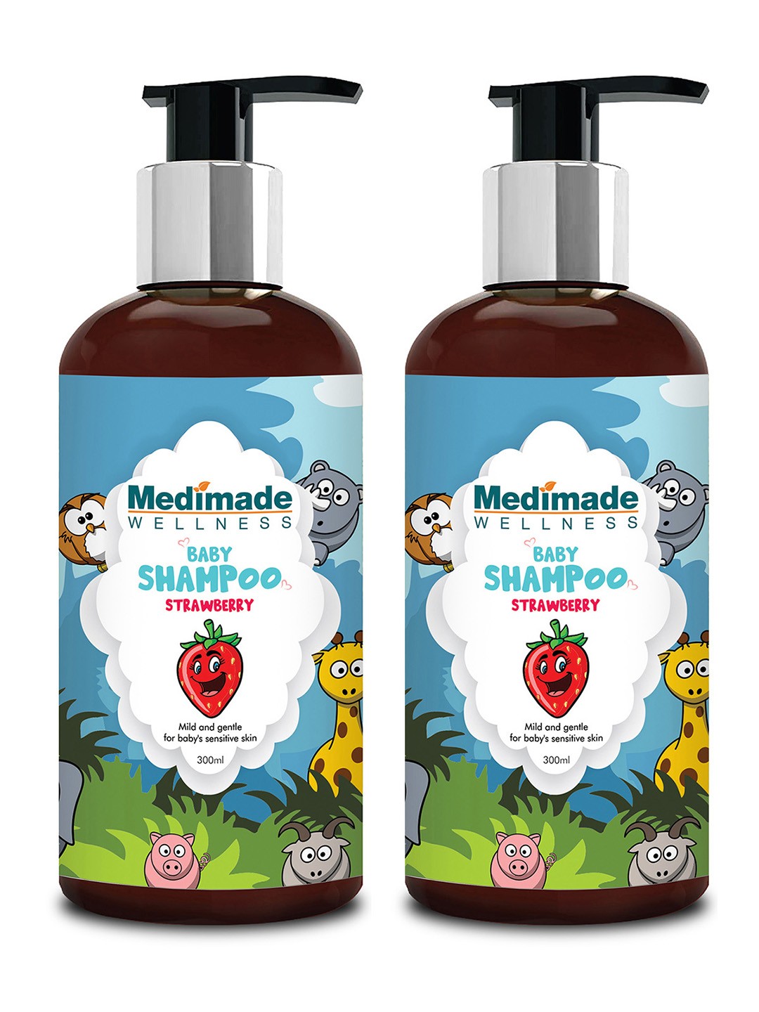 

Medimade Pink Set of 2 Strawberry Baby Shampoo