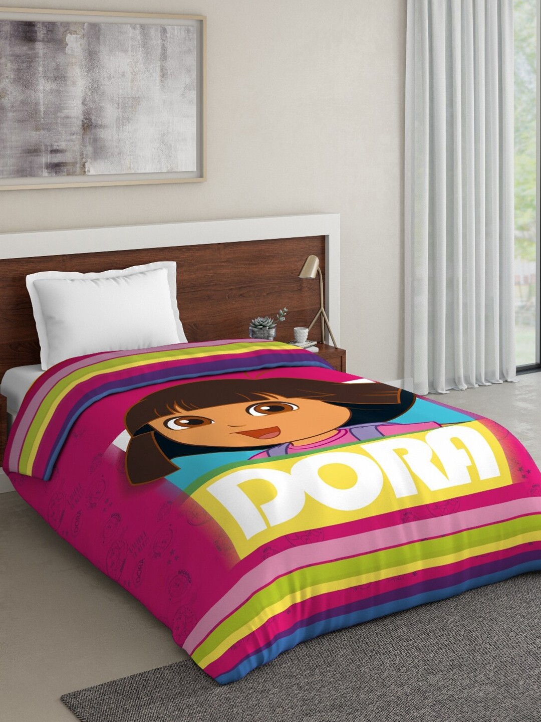 

DDecor Pink & Yellow Striped Mild Winter 210 GSM Single Bed Blanket
