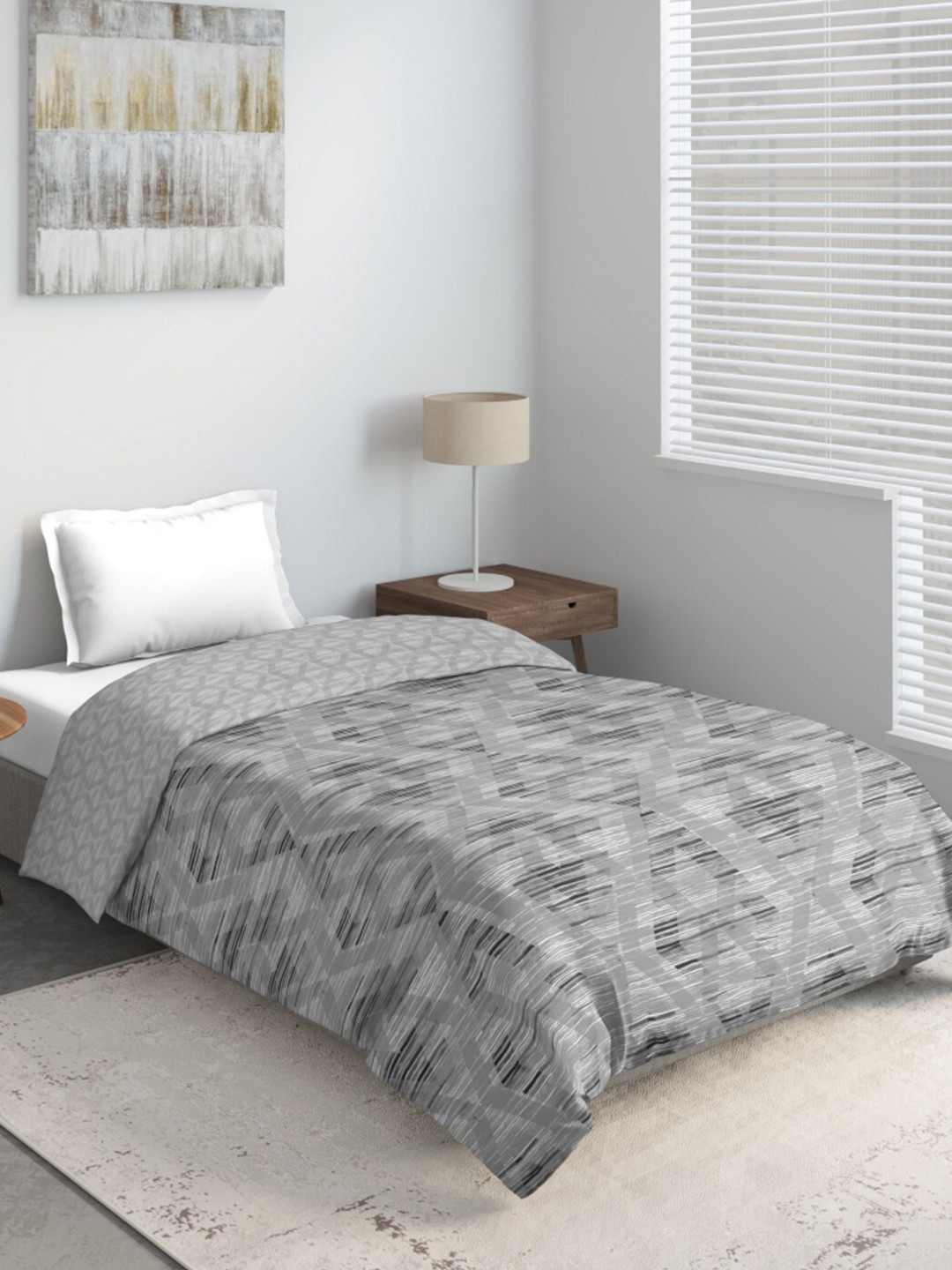 

DDecor Grey Geometric Mild Winter 150 GSM Single Bed Blanket