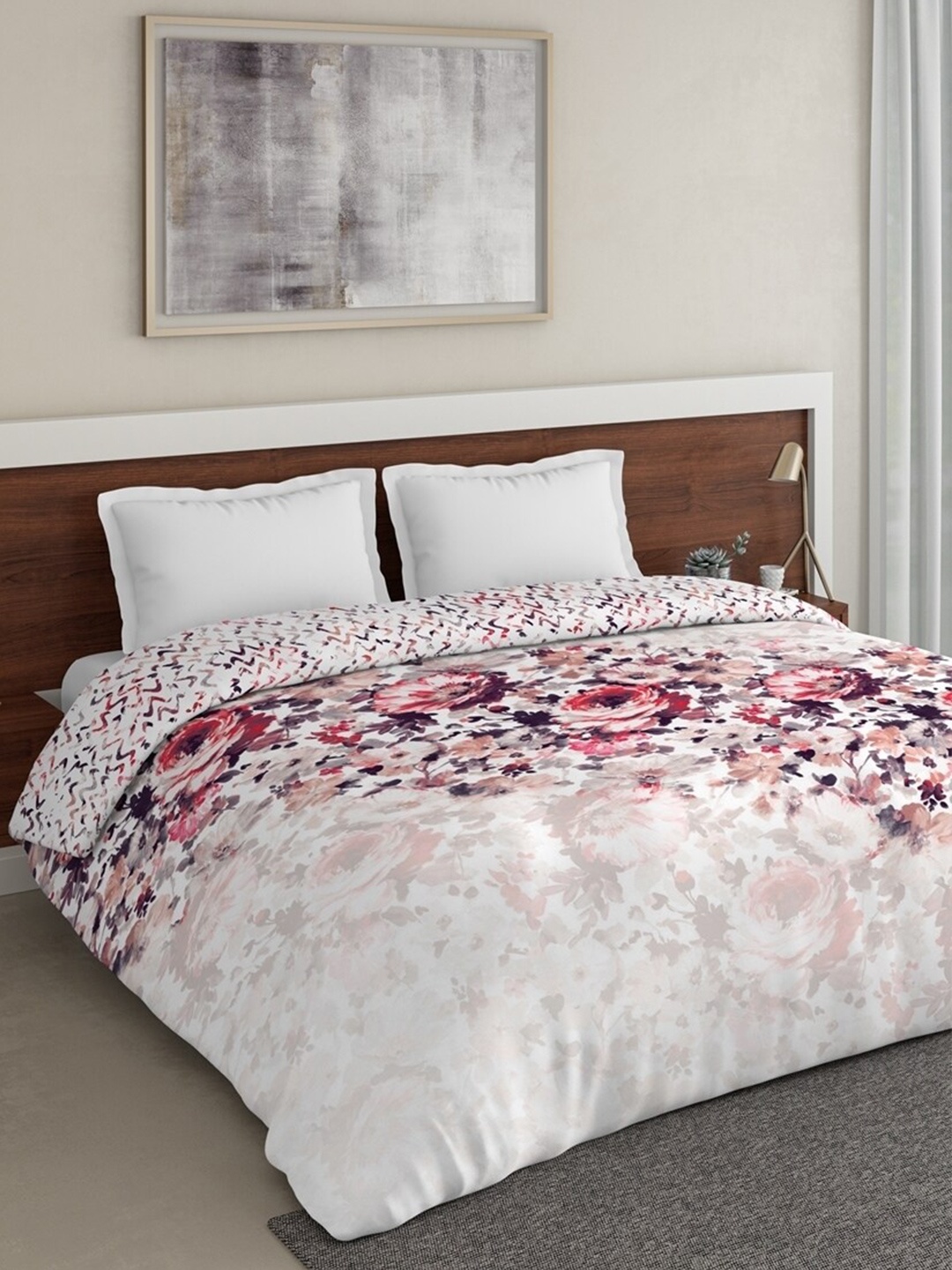 

DDecor Red & White Floral Mild Winter 210 GSM Double Bed Blanket