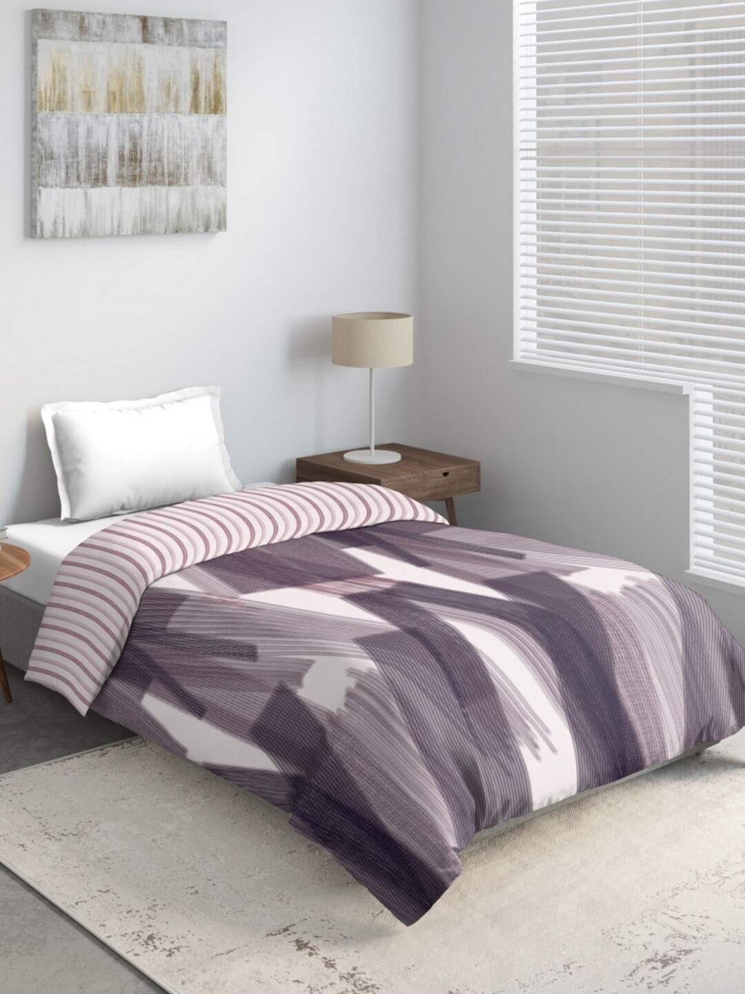 

DDecor Purple & Cream-Coloured Geometric Mild Winter 150 GSM Single Bed Quilt