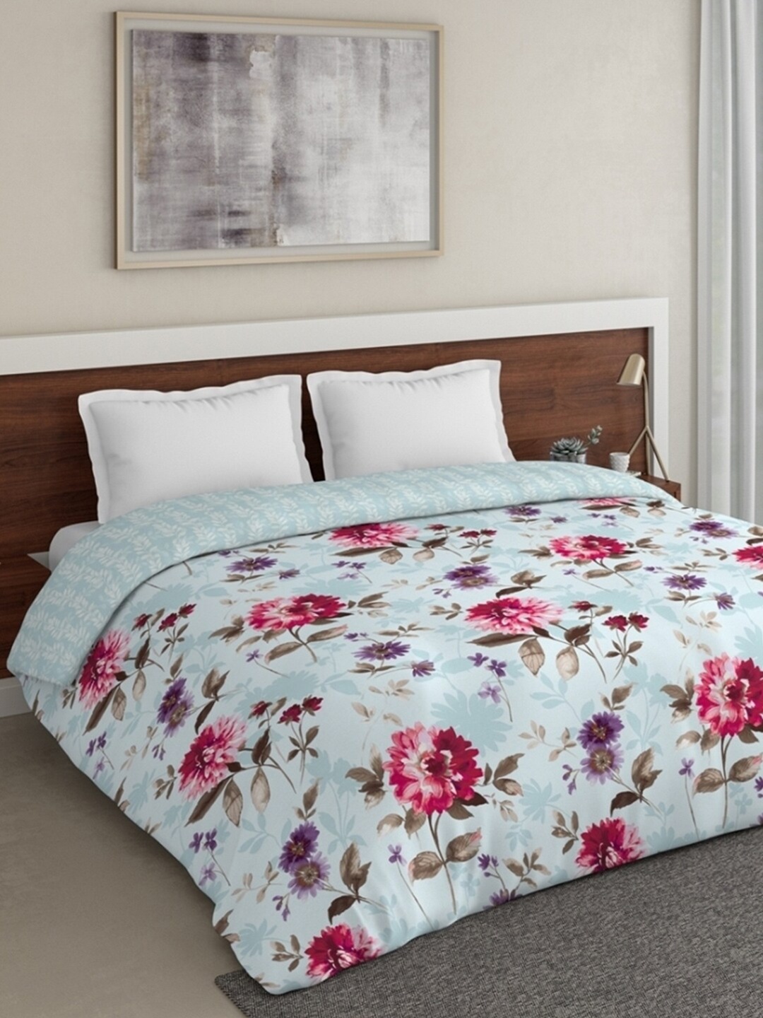

DDecor Red & Blue Floral Mild Winter 210 GSM Double Bed Blanket