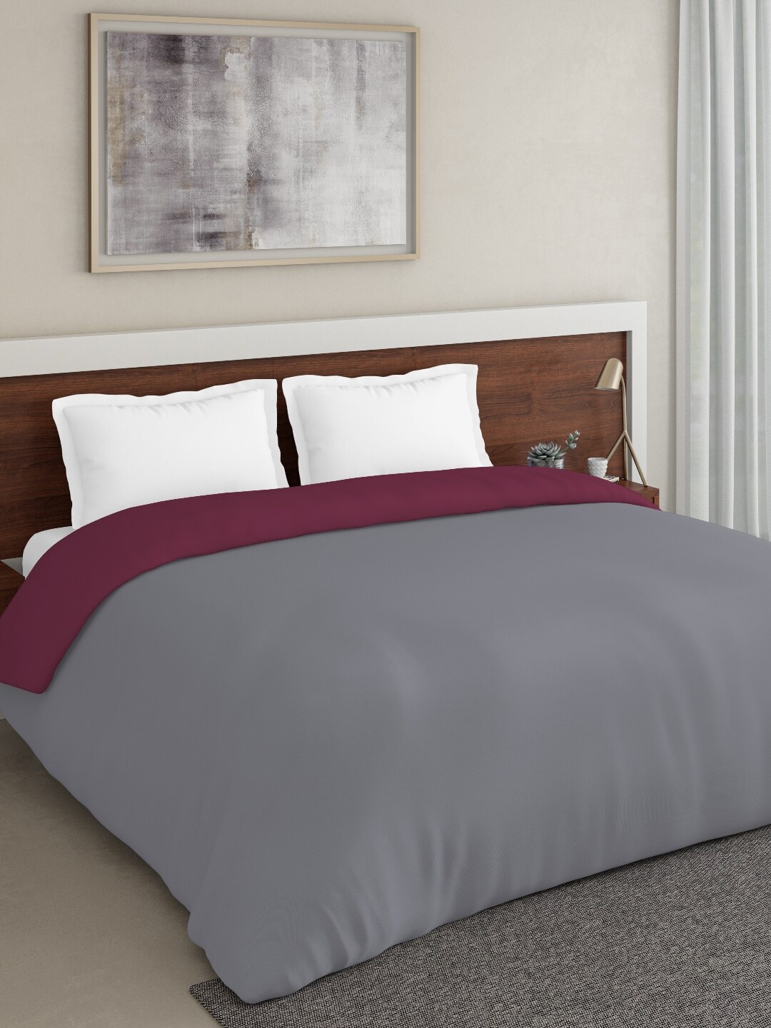 

DDecor Grey & Maroon Mild Winter 210 GSM Double Bed Blanket