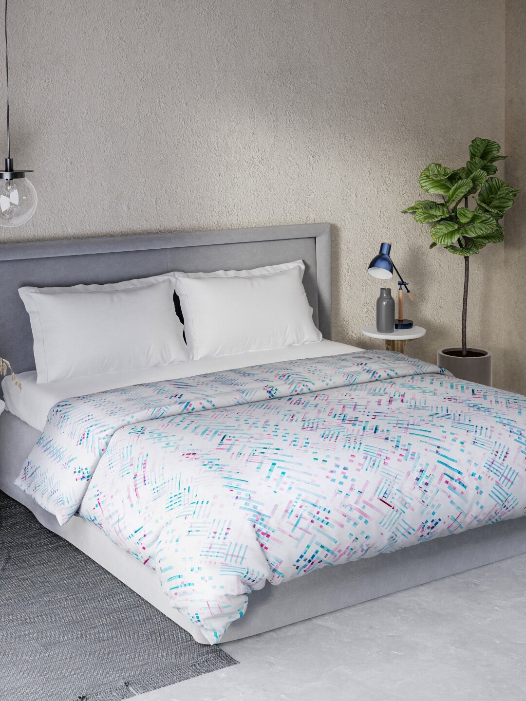 

DDecor Pink & Blue Geometric Mild Winter 210 GSM Double Bed Comforter