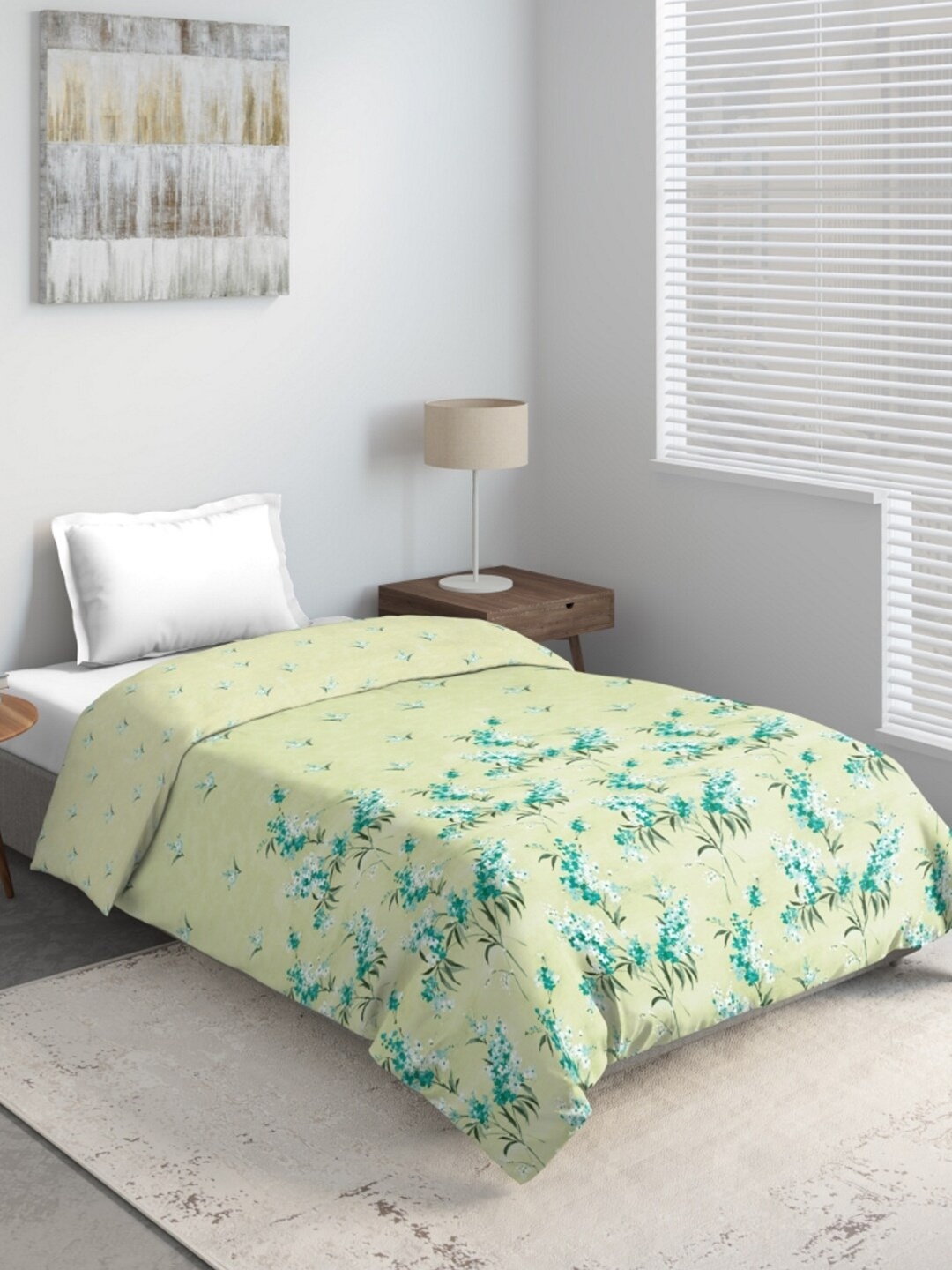 

DDecor Turquoise Blue & Green Floral Mild Winter 150 GSM Single Bed Quilt