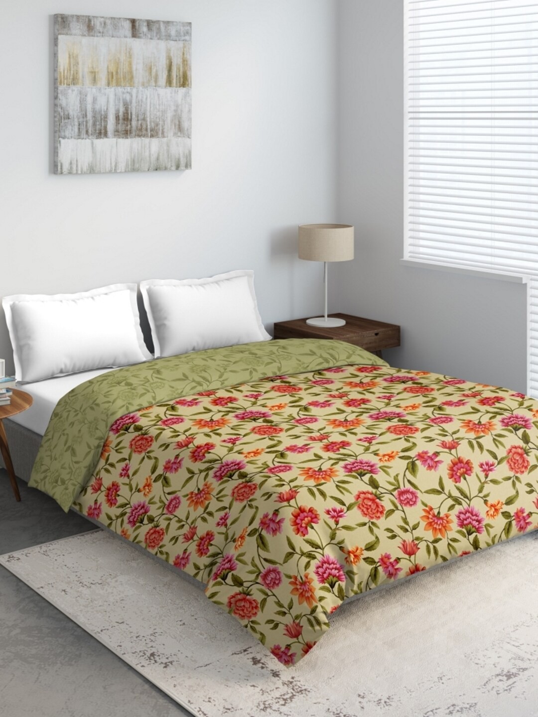 

DDecor Yellow & Pink Floral Mild Winter 210 GSM Double Bed Comforter