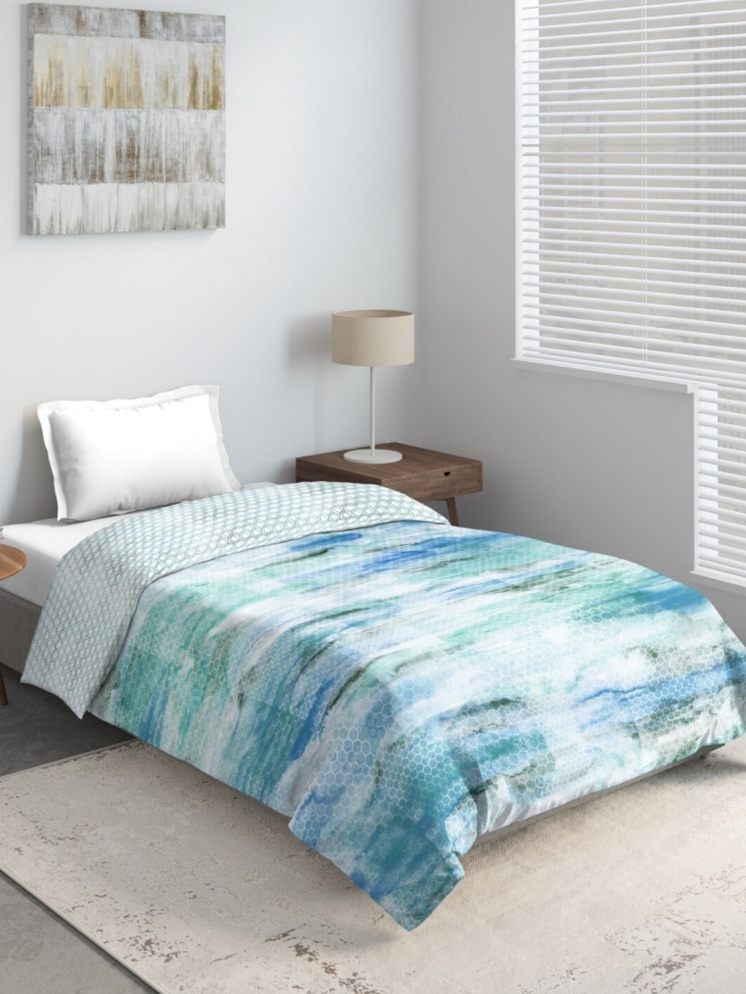 

DDecor Turquoise Blue & Green Geometric Mild Winter 150 GSM Single Bed Quilt