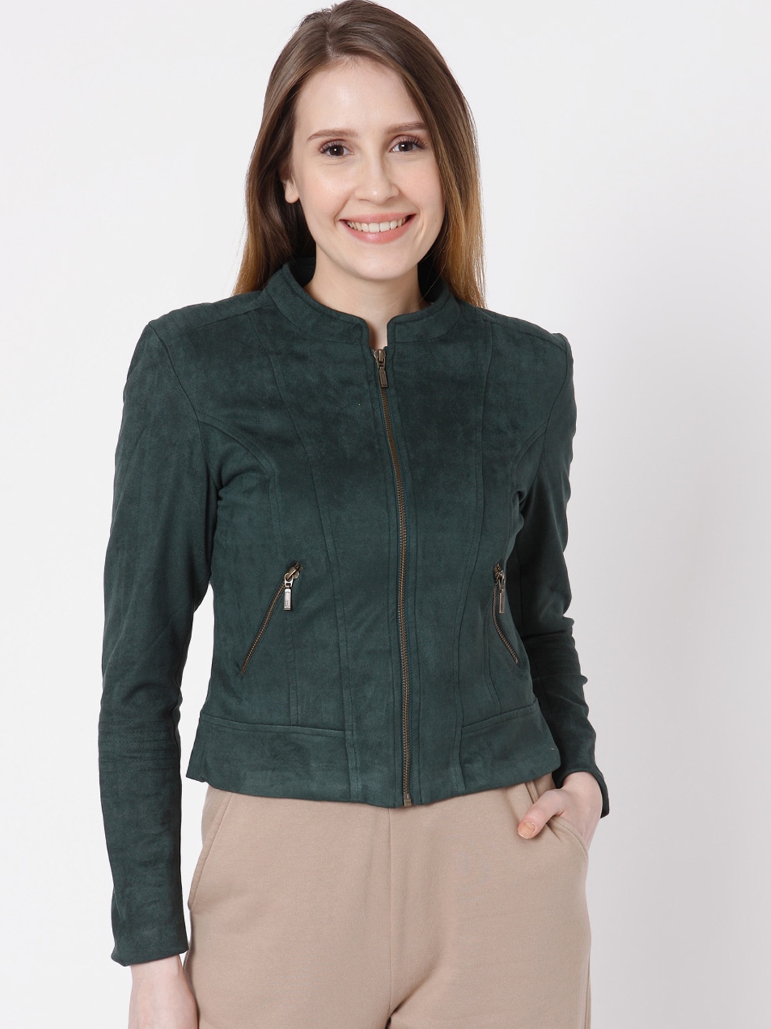 

Vero Moda Women Green Biker Jacket