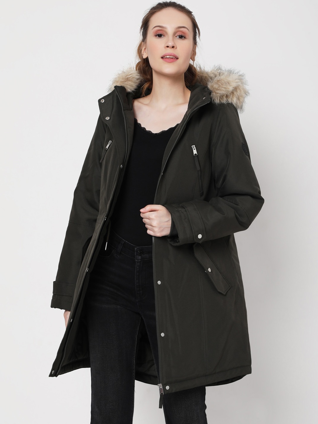 

Vero Moda Women Grey Longline Parka Jacket