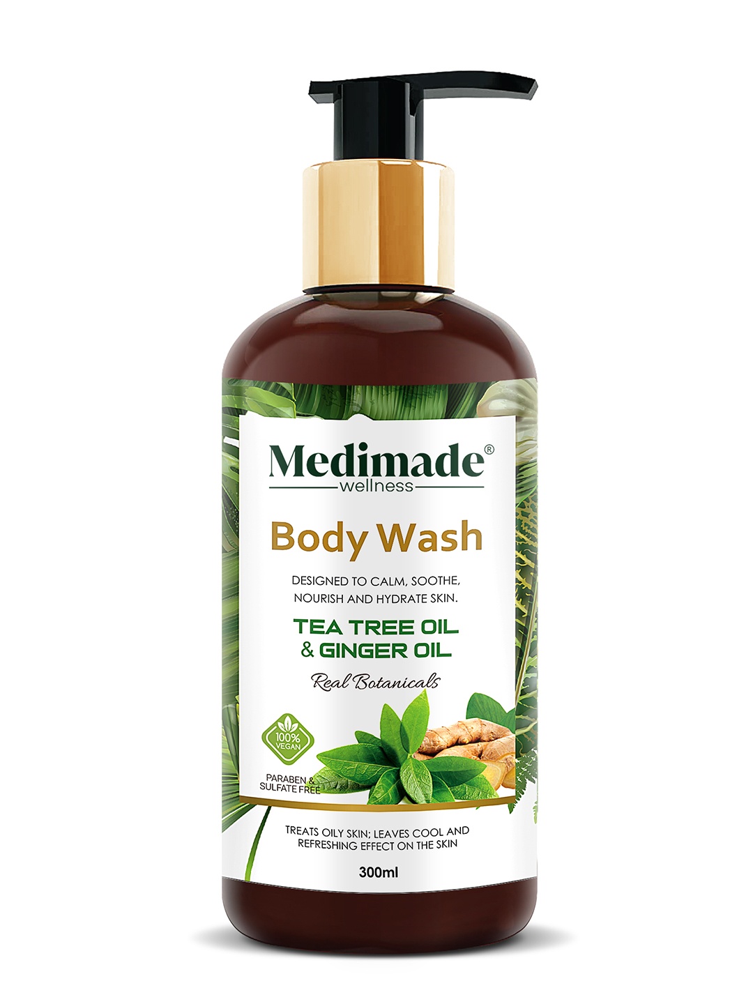 

Medimade Tea Tree Oil and Ginger Oil Body Wash - 300 ml, Green