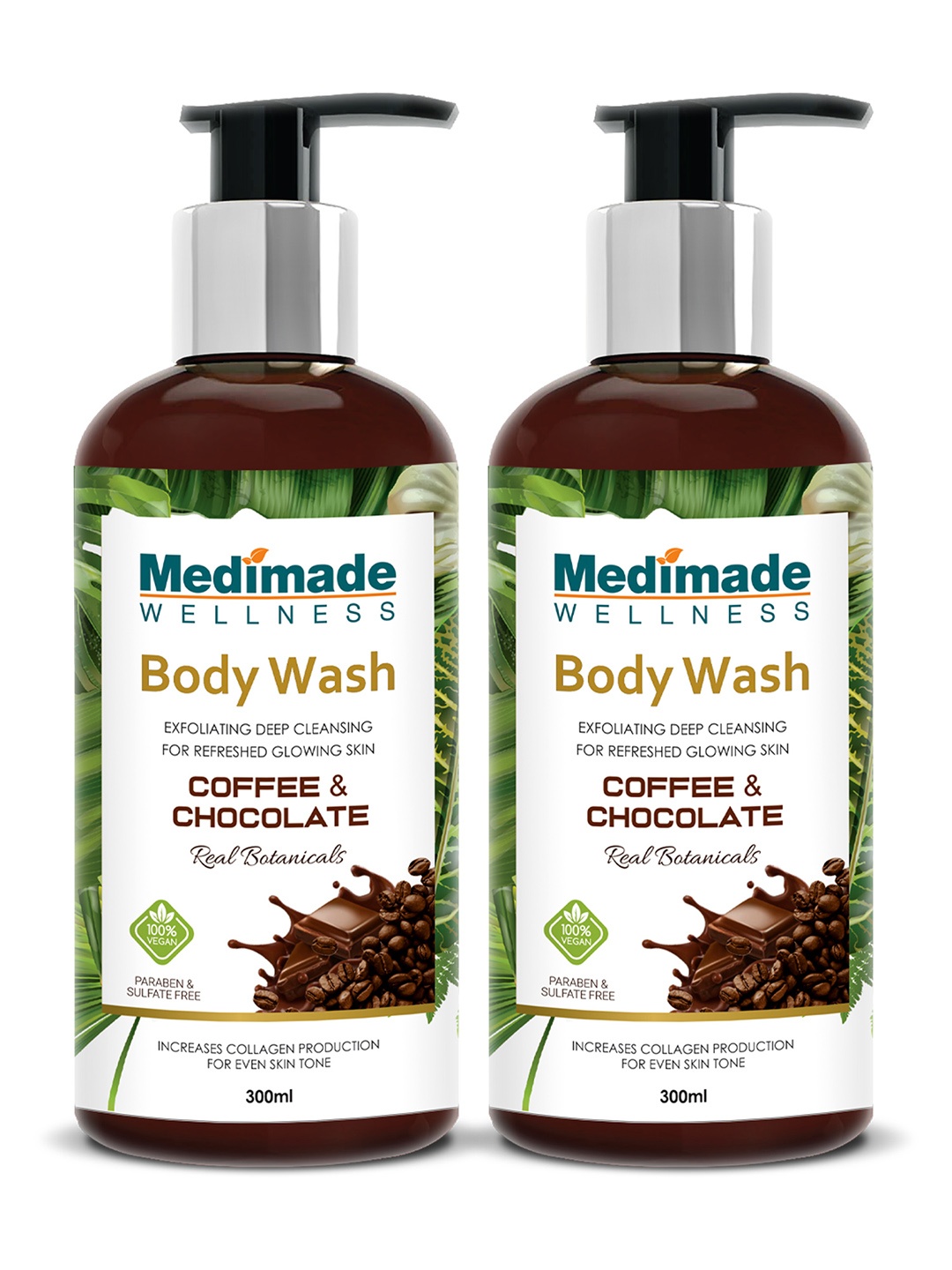 

Medimade Pack of 2 Coffee and Chocolate Body Wash, Coffee brown