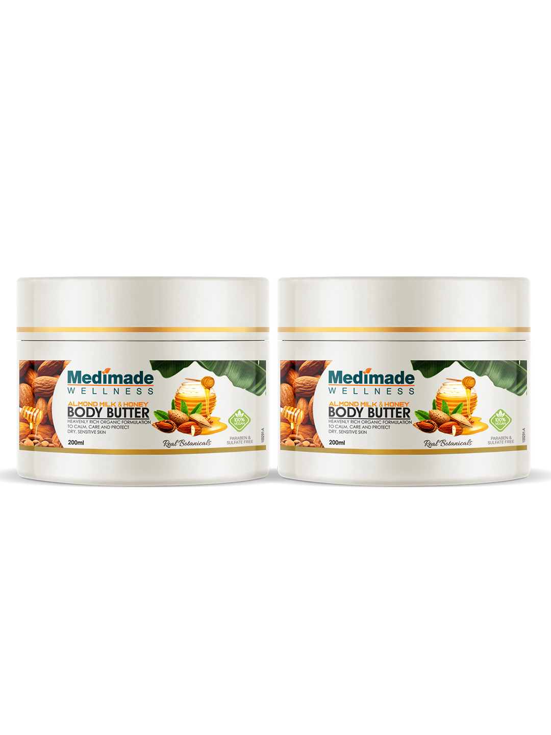 

Medimade Pack of 2 Almond & Honey Body Butter, Green