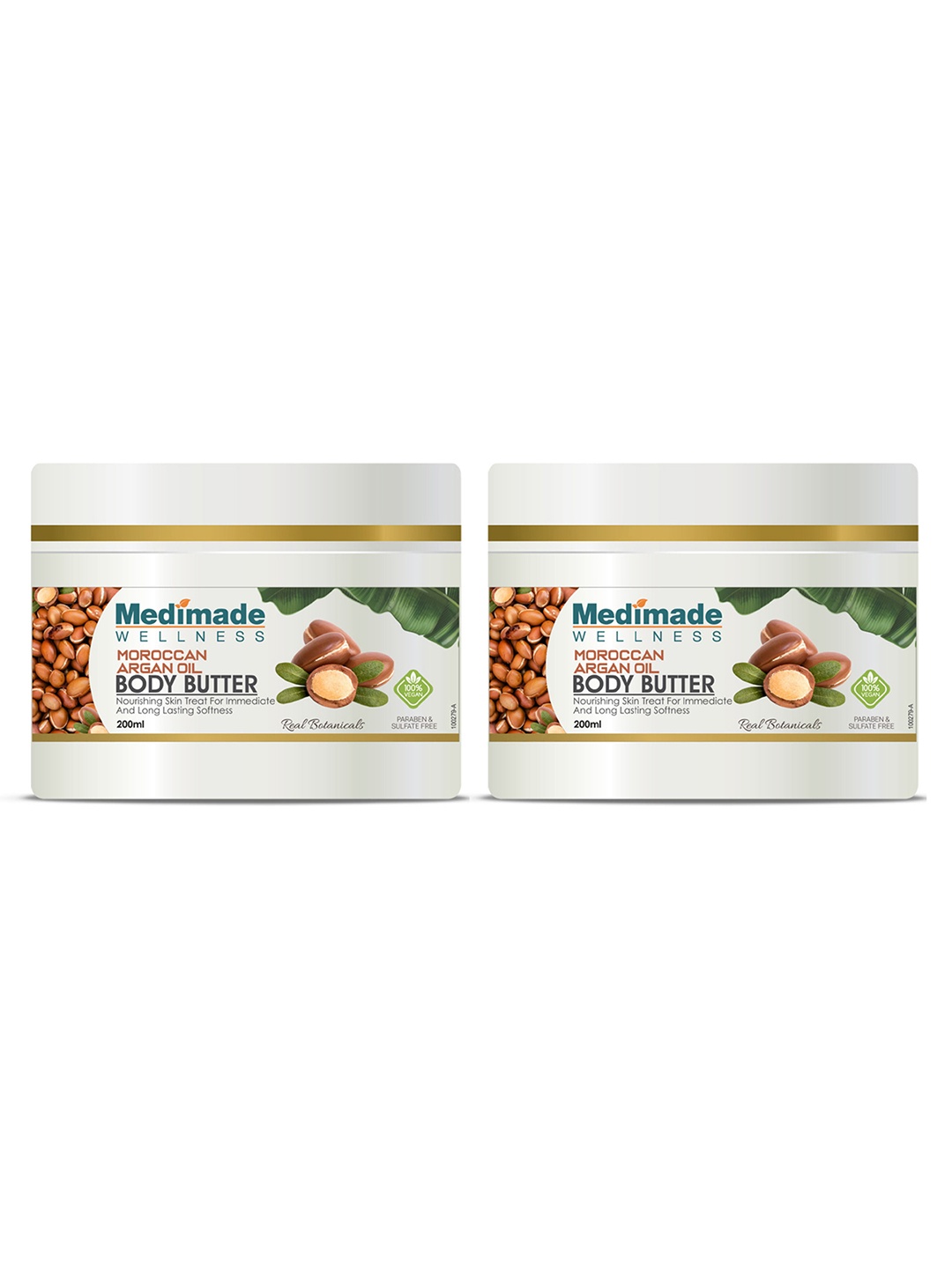 

Medimade Pack of 2 Moroccan Argan Oil Body Butter, Peach