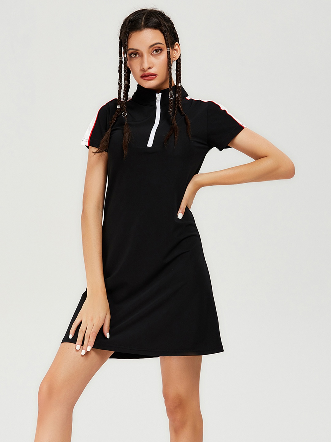 

URBANIC Women Black T-shirt Mini Dress