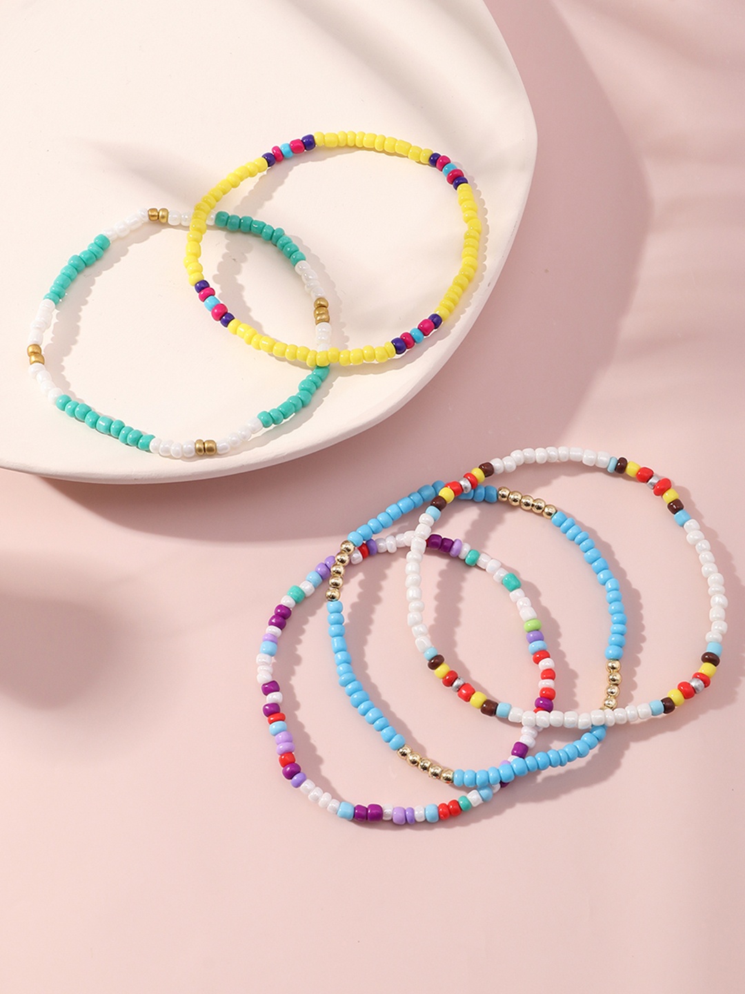 

URBANIC Women Set of 5 Beaded Bracelets, Multi