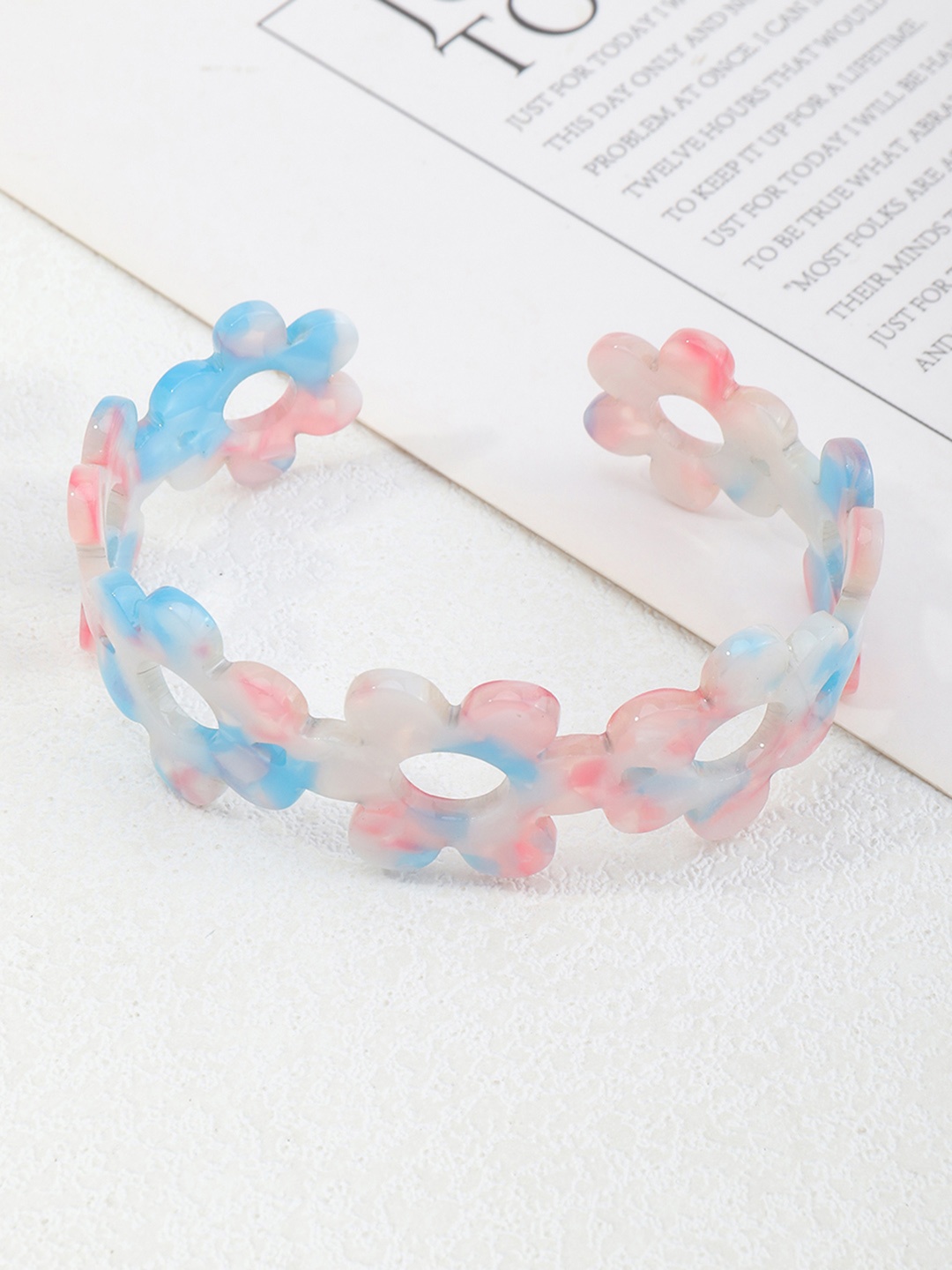 

URBANIC Women Pink & Blue Floral Cuff Bracelet
