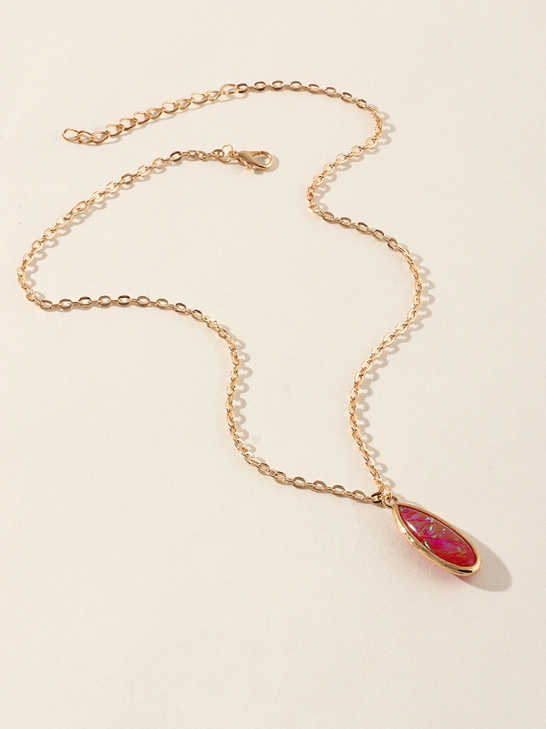 

URBANIC Gold-Toned & Red Pendant Necklace