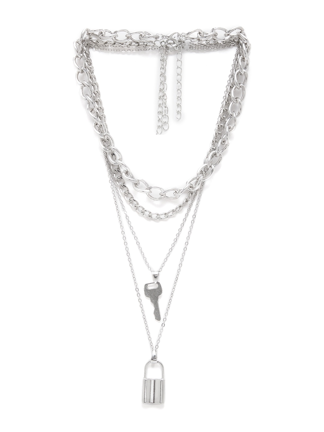 

URBANIC Set of 3 Silver-Toned Necklace