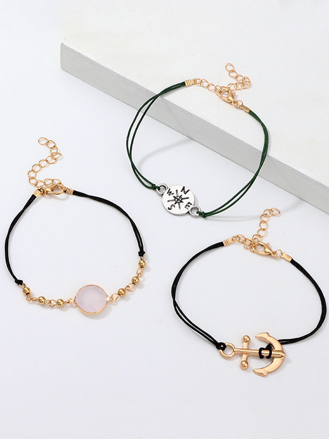 

URBANIC Women Set of 3 Wraparound Bracelets, Black