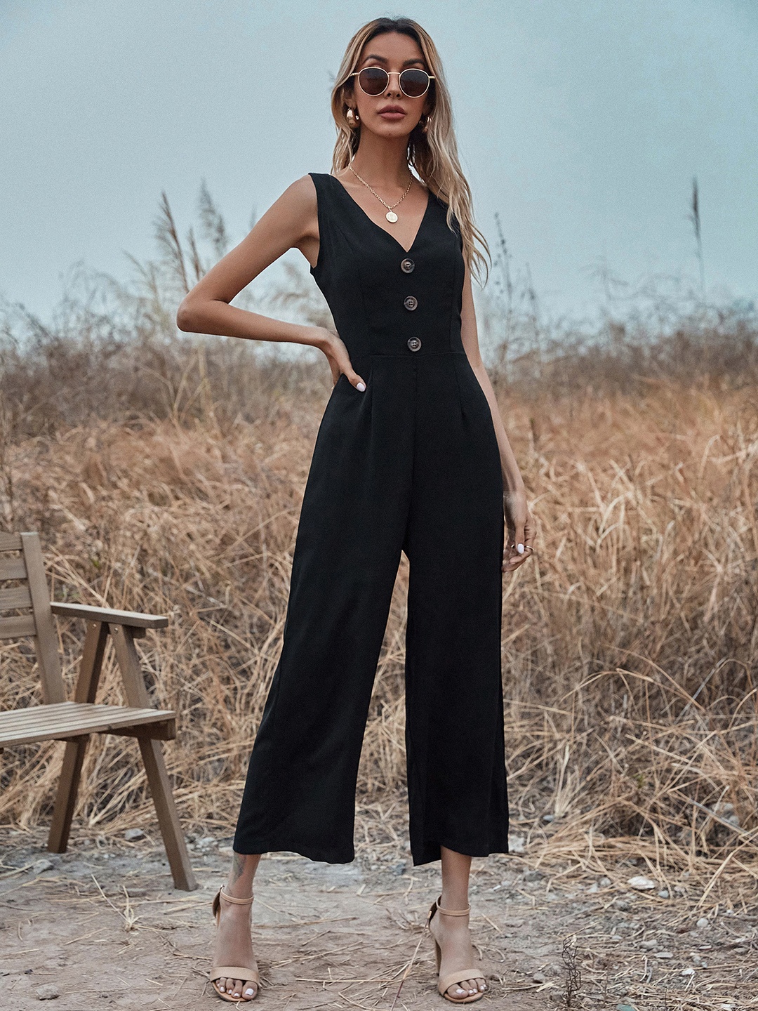 

URBANIC Women Black Basic Jumpsuit