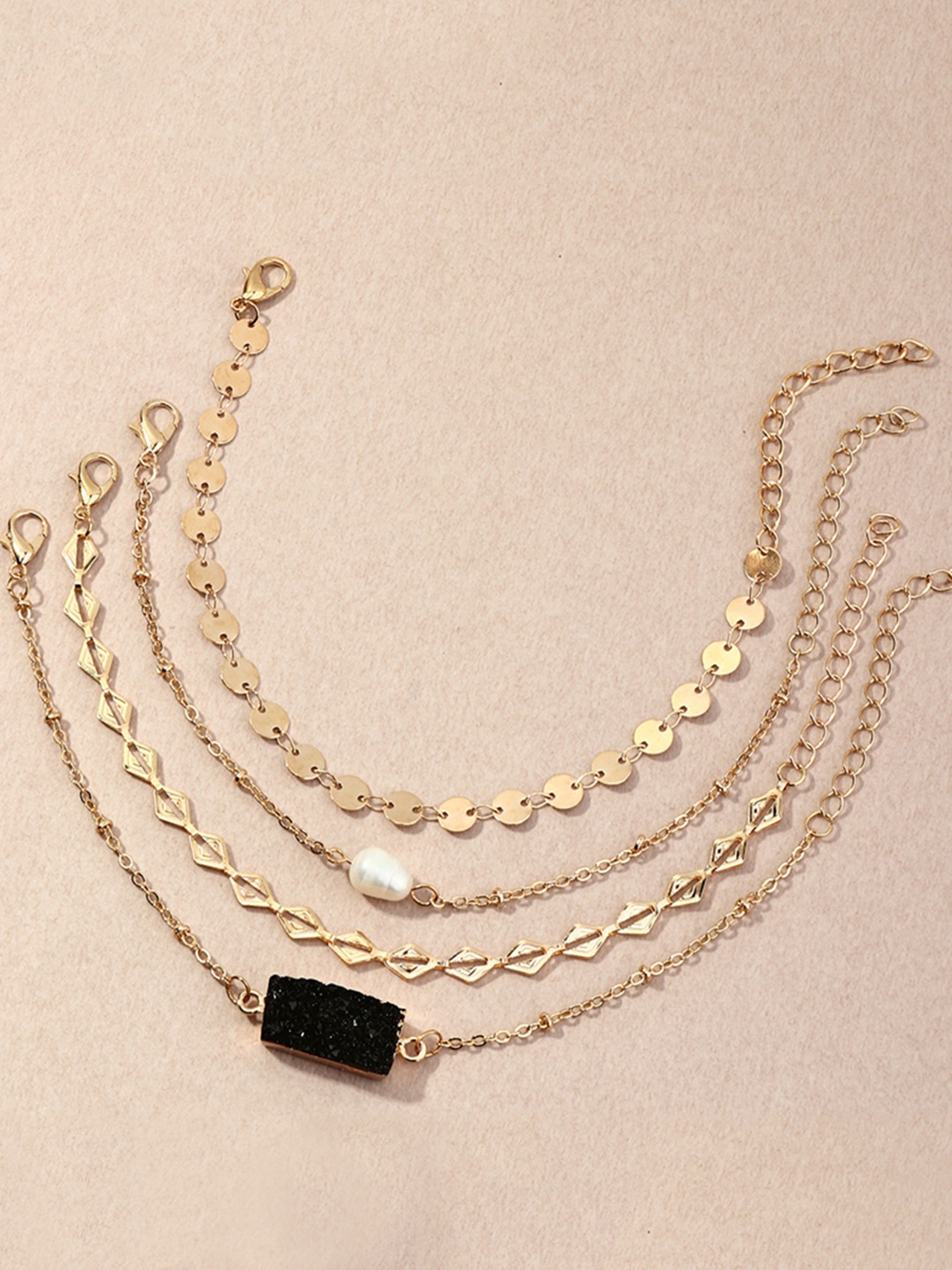 

URBANIC Women Set of 4 Bracelets, Gold
