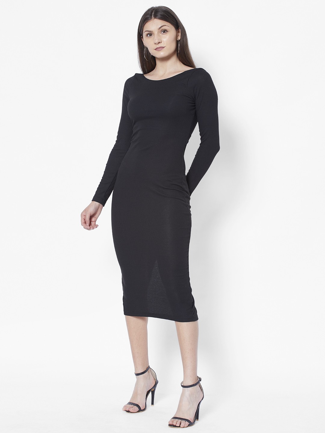 

URBANIC Black A-Line Midi Dress