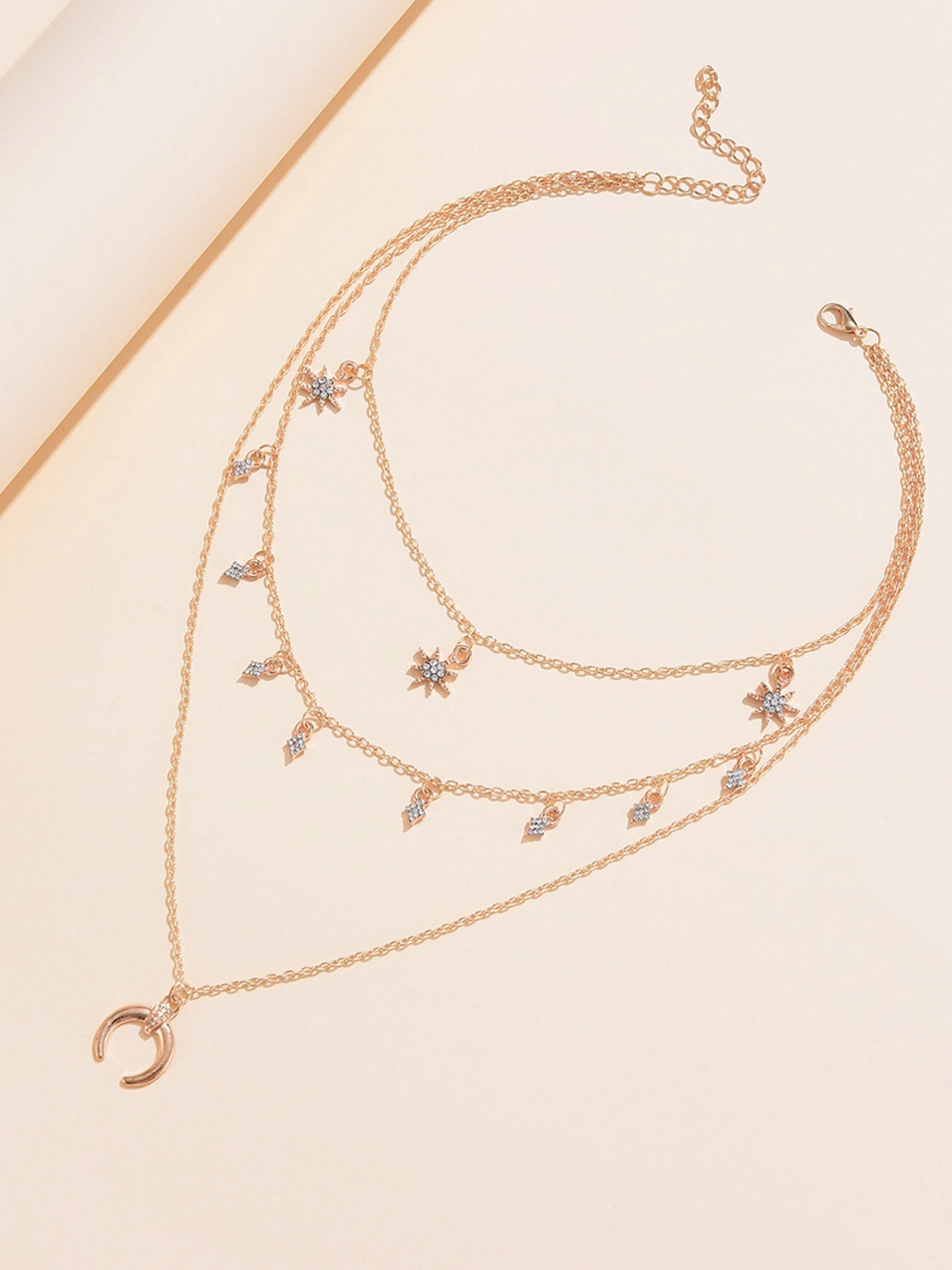 

URBANIC Gold-Toned & Transparent Layered Necklace