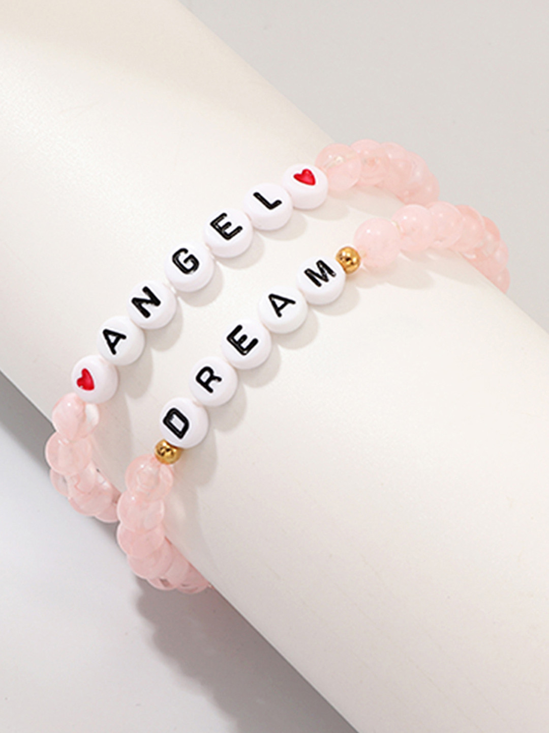 

URBANIC Women Set of 2 Pink & White Elasticated Bracelet