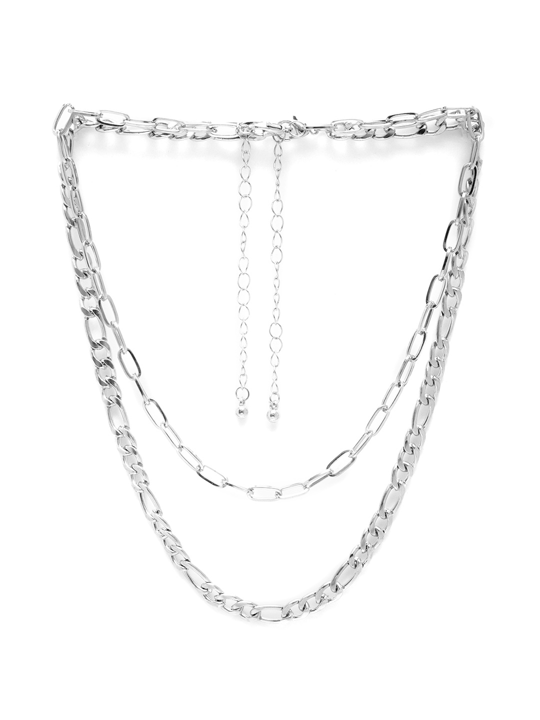 

URBANIC Pack Of 2 Silver-Toned Linked Chain Necklace