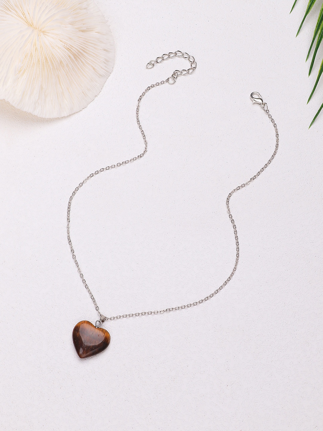 

URBANIC Silver-Toned & Brown Silver-Plated Necklace